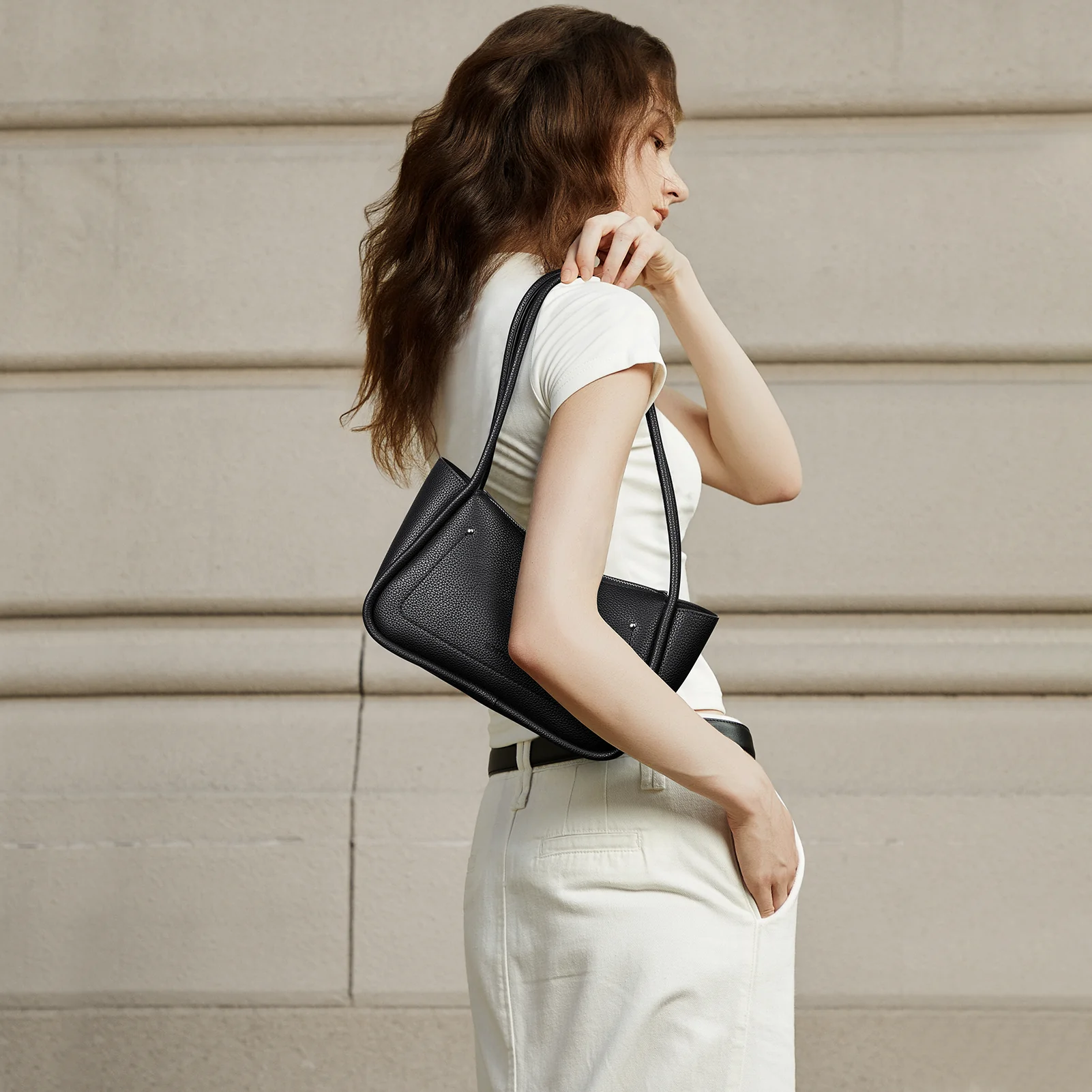 Claire Arc Silhouette Leather Tote Handbag - Image 8