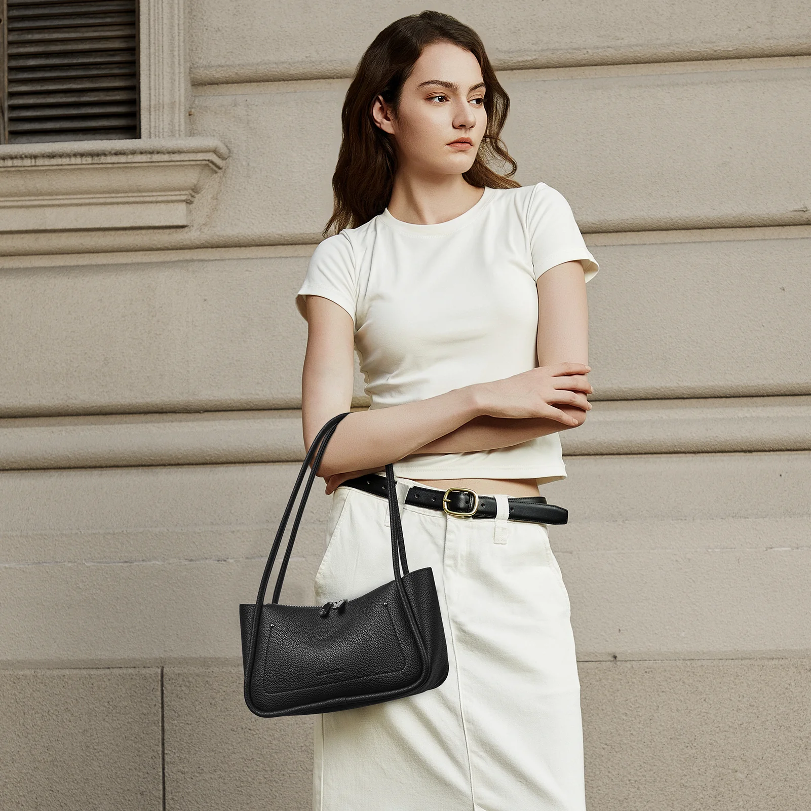 Claire Arc Silhouette Leather Tote Handbag - Image 9