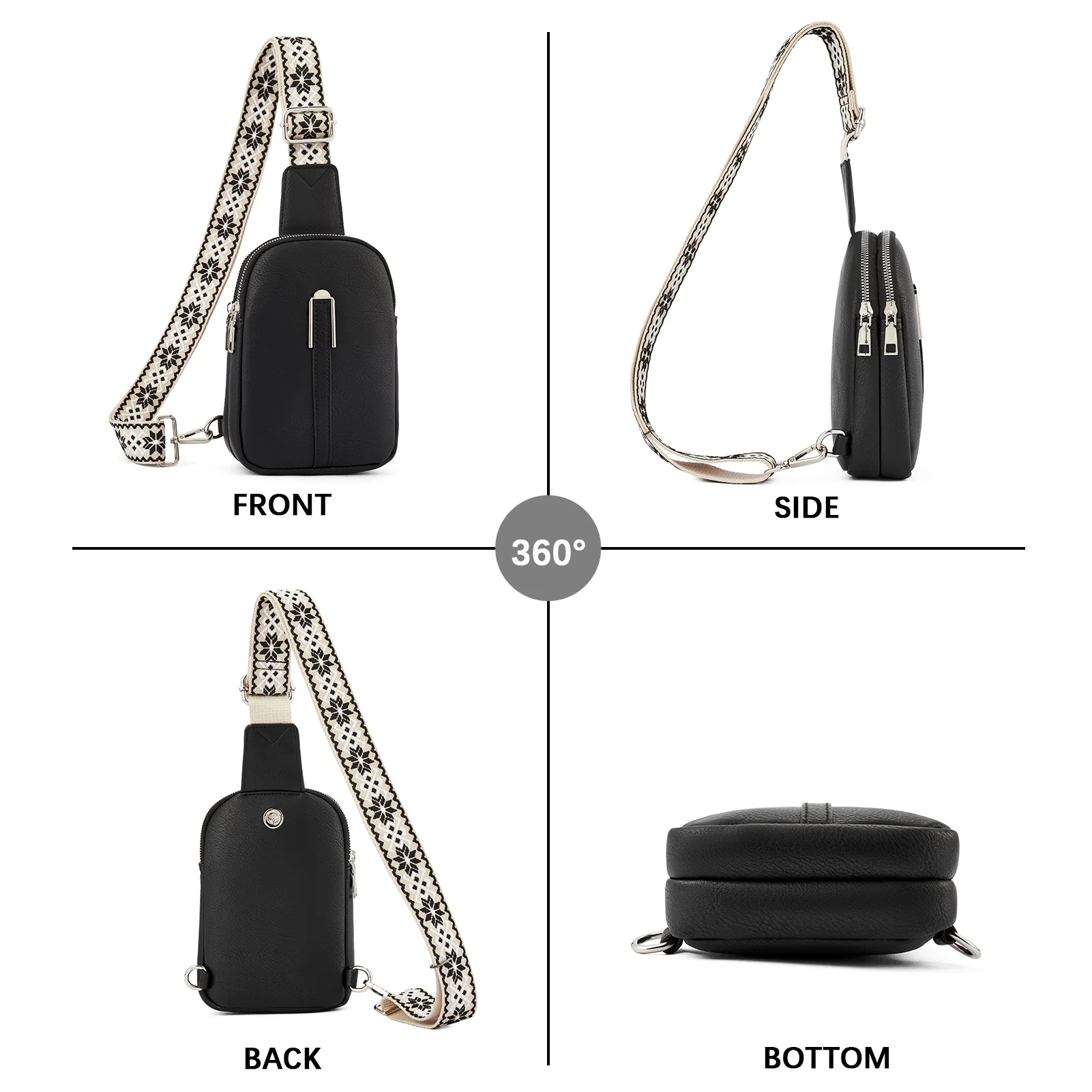 Aurora Adjustable Embroidered Shoulder Strap  Crossbody Bag for Women - Image 15