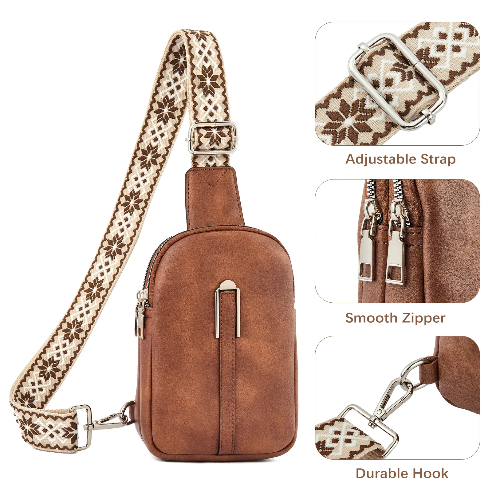 Aurora Adjustable Embroidered Shoulder Strap  Crossbody Bag for Women - Image 25