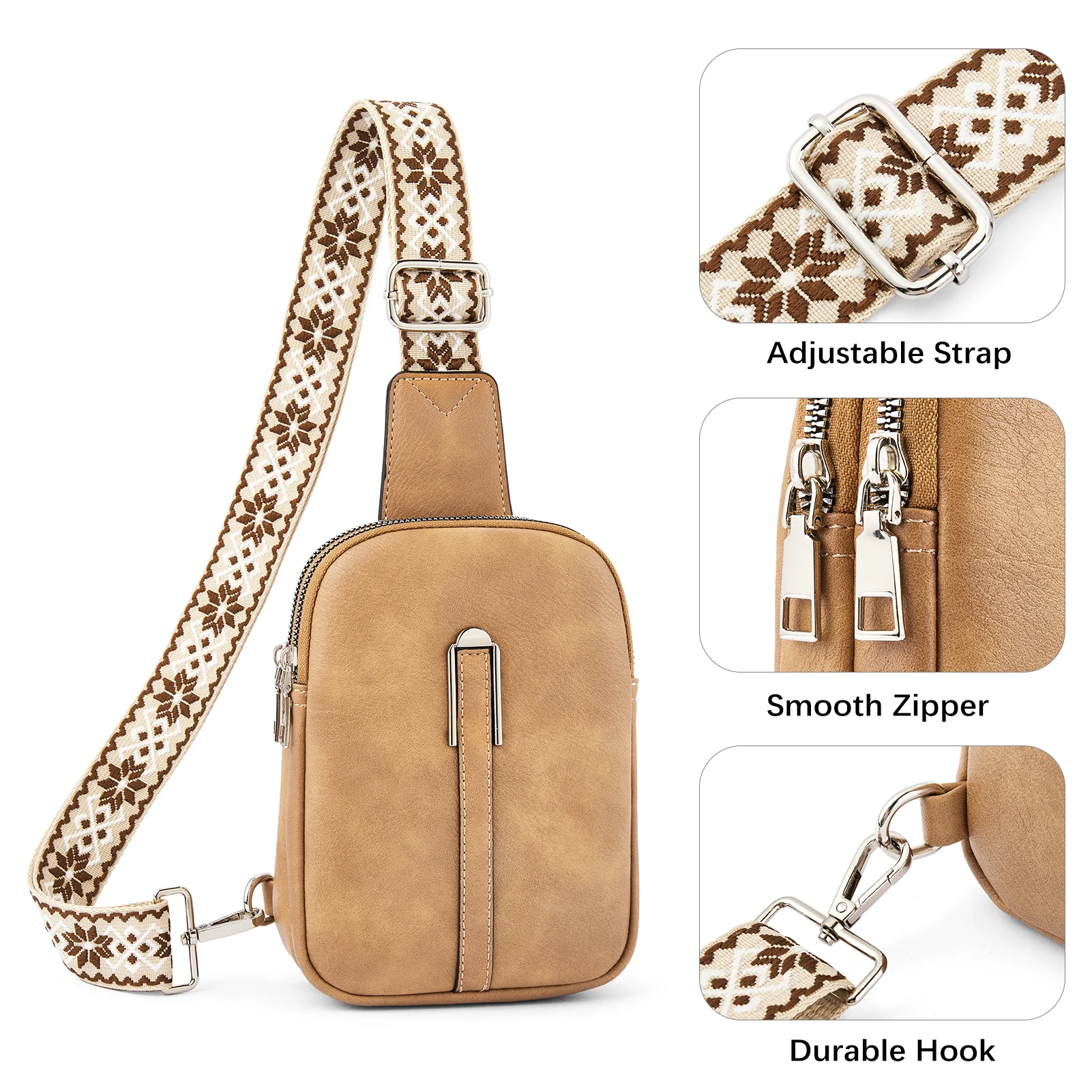 Aurora Adjustable Embroidered Shoulder Strap  Crossbody Bag for Women - Image 33