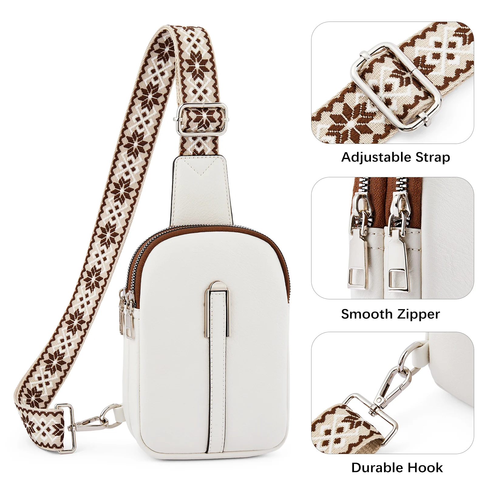 Aurora Adjustable Embroidered Shoulder Strap  Crossbody Bag for Women - Image 43