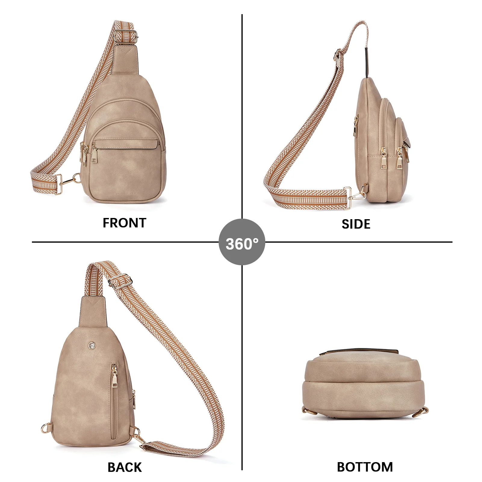 Aurora Beige Street Casual Trapeze Sling Bag - Image 41