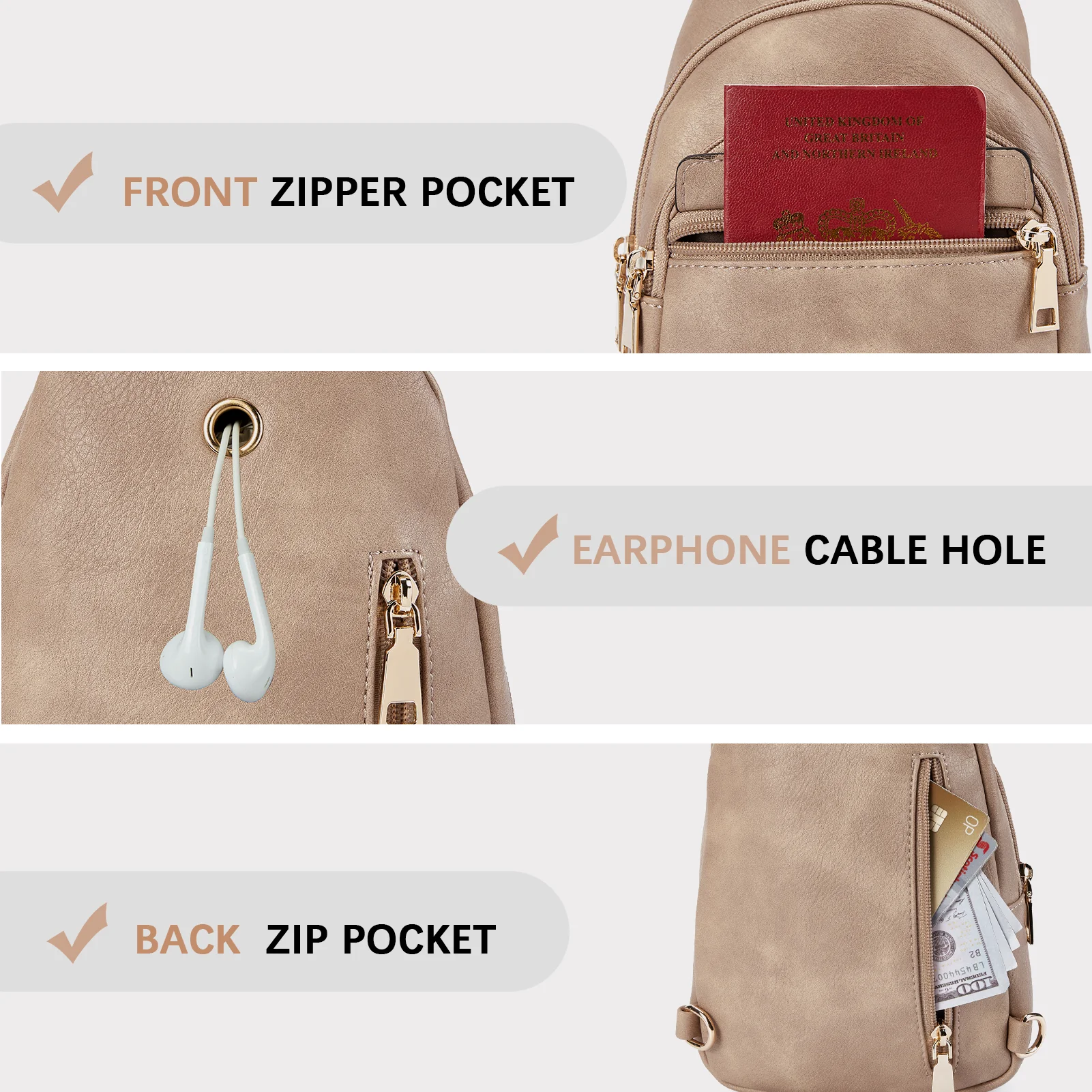 Aurora Beige Street Casual Trapeze Sling Bag - Image 43