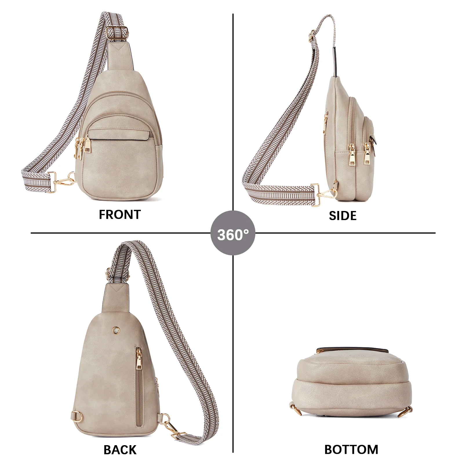 Aurora Beige Street Casual Trapeze Sling Bag - Image 50