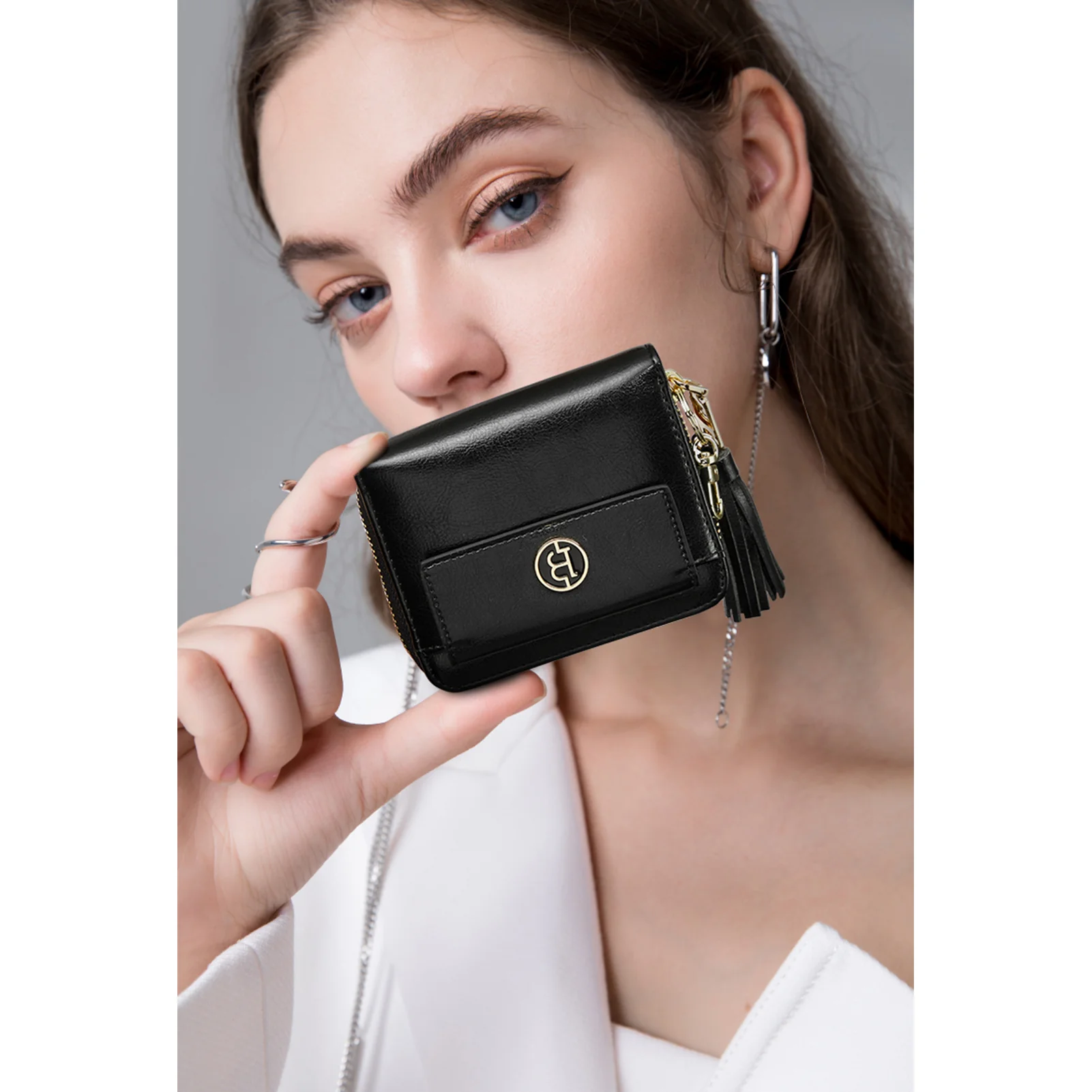 Lomy Small Coin & Card Purse With Tassel — Cowhide - Image 2