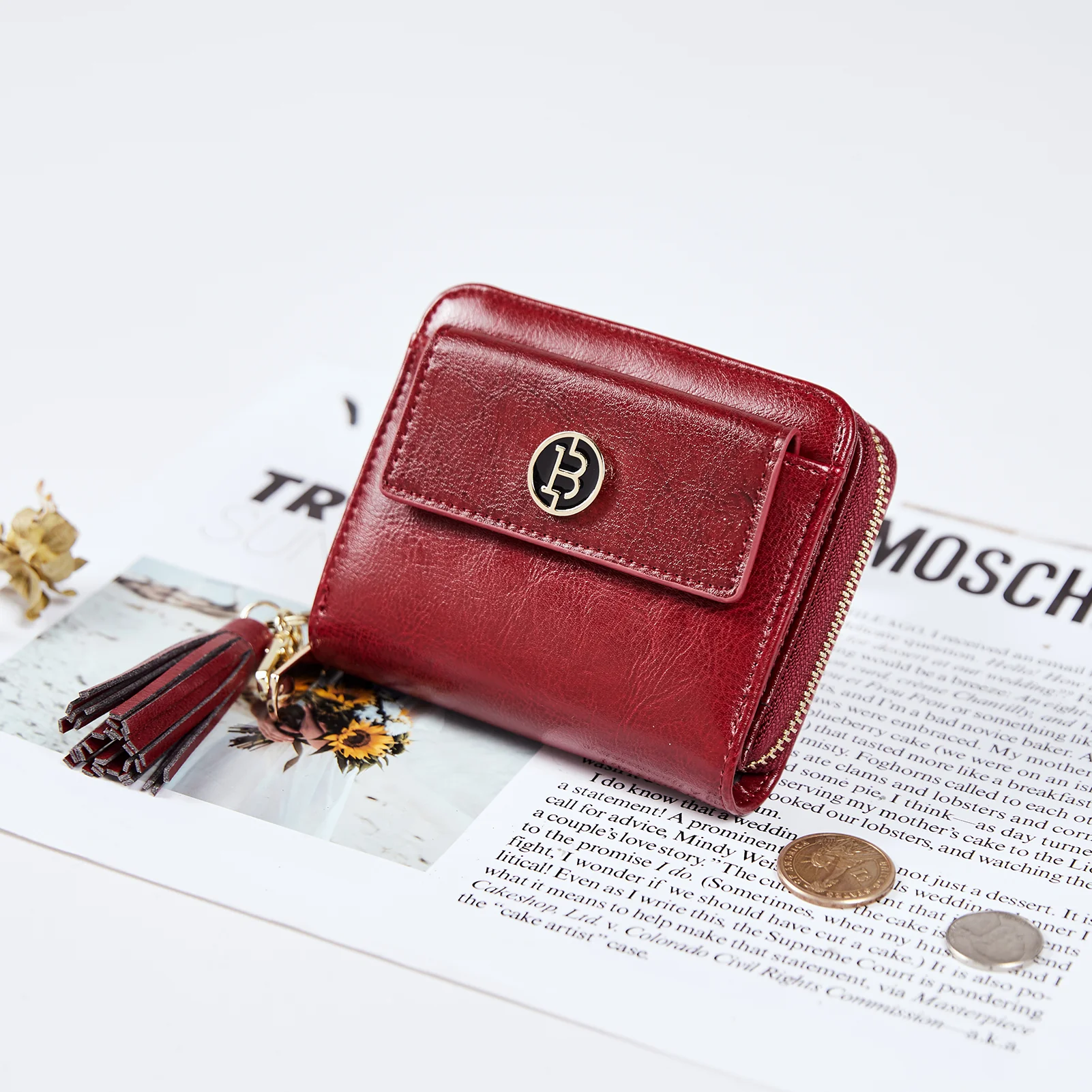 Lomy Small Coin & Card Purse With Tassel — Cowhide - Image 24