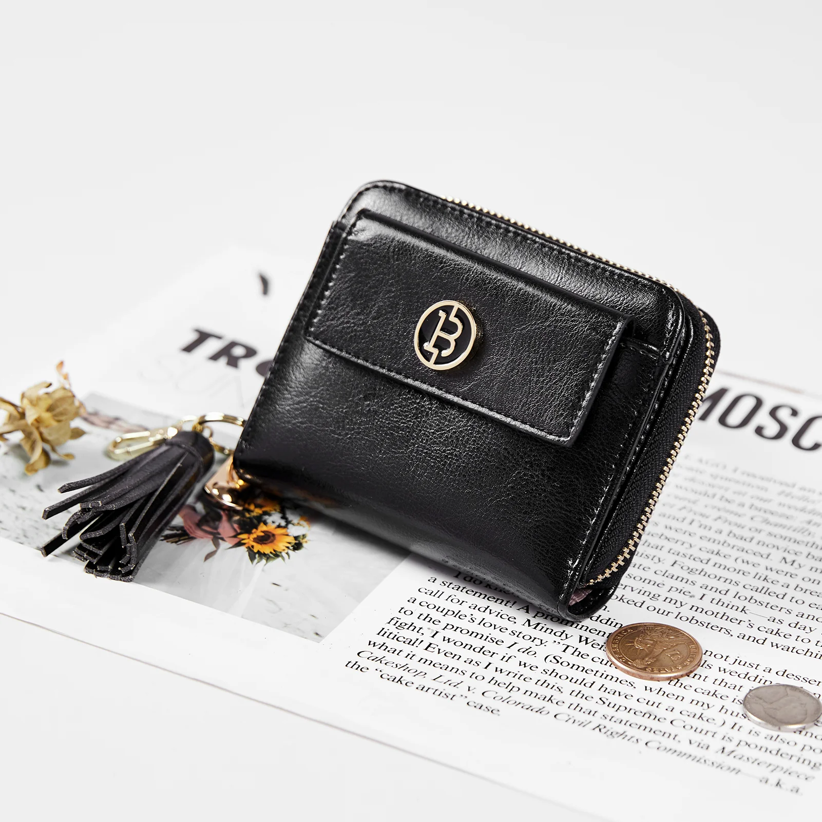 Lomy Small Coin & Card Purse With Tassel — Cowhide - Image 8