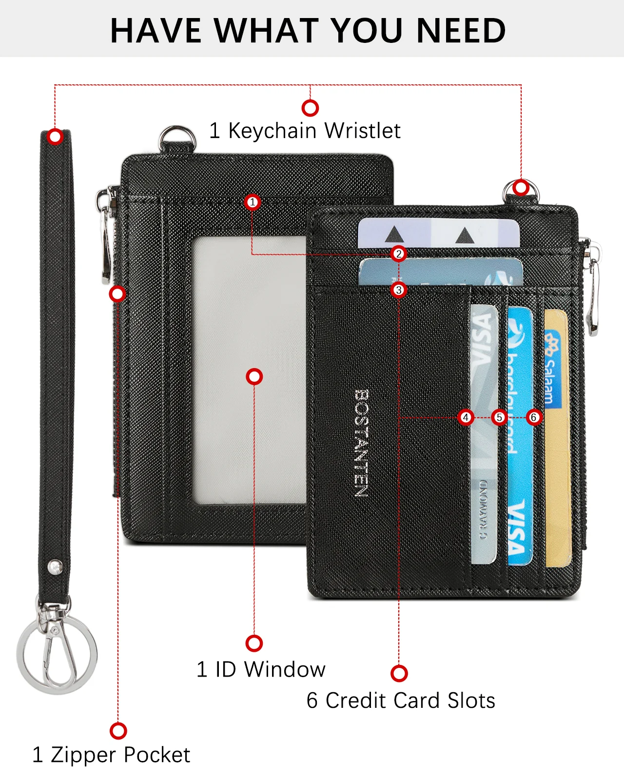 Lomy Slim Wristlet Keychain Wallet With Zipper Pocket - Image 13