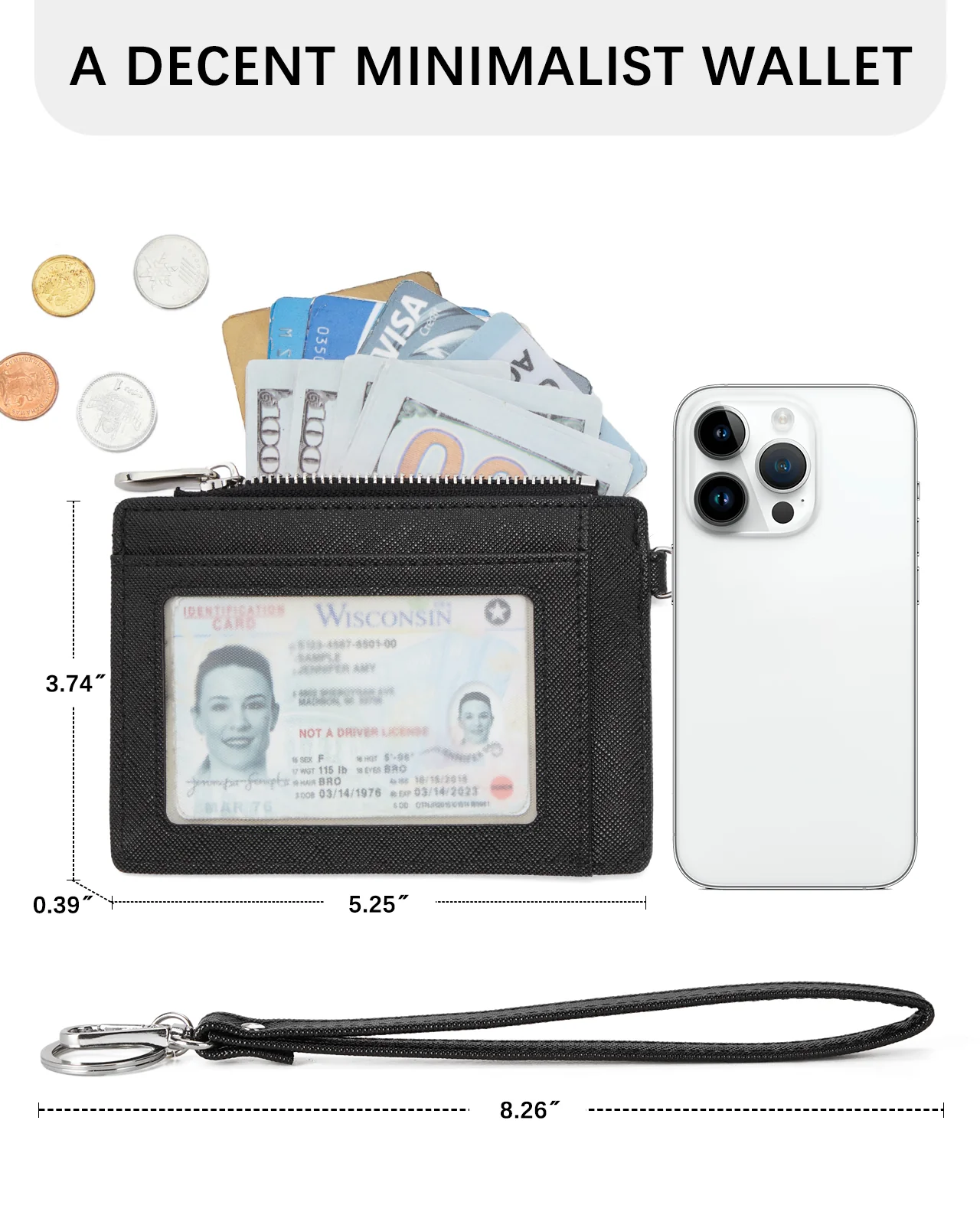 Lomy Slim Wristlet Keychain Wallet With Zipper Pocket - Image 16