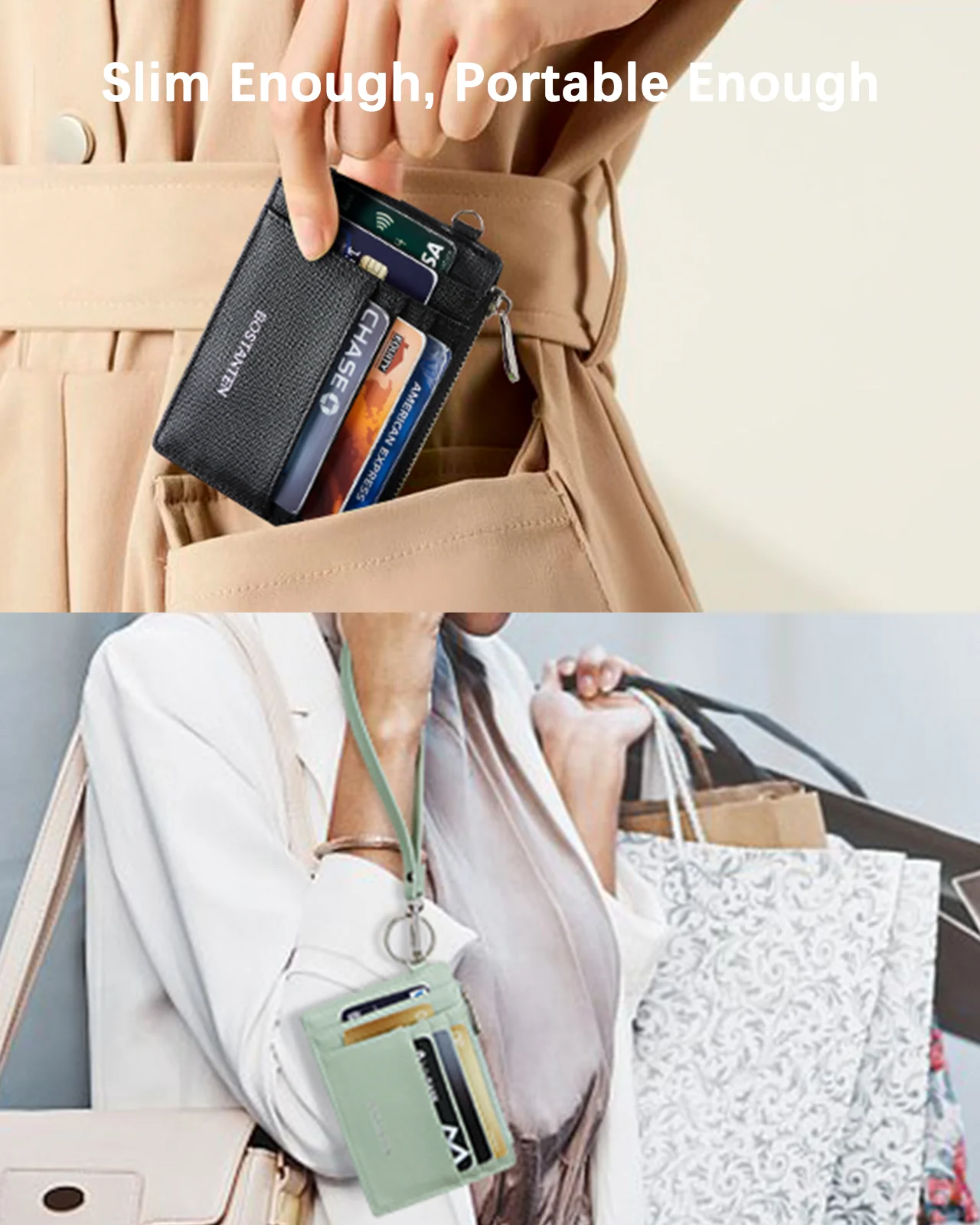 Lomy Slim Wristlet Keychain Wallet With Zipper Pocket - Image 18