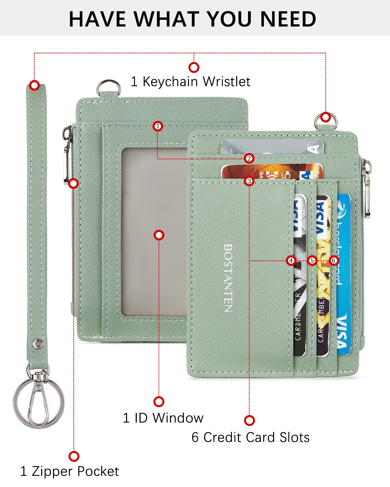 Lomy Slim Wristlet Keychain Wallet With Zipper Pocket - Image 20
