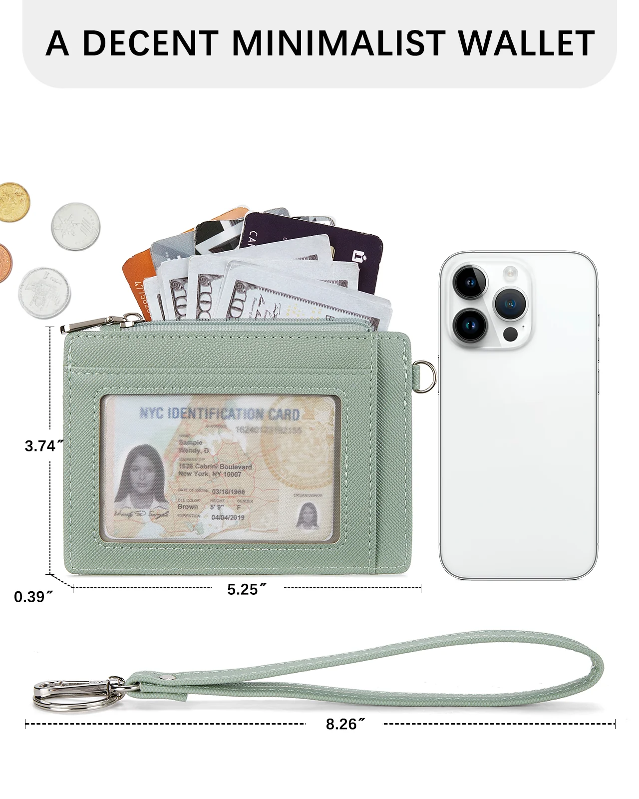 Lomy Slim Wristlet Keychain Wallet With Zipper Pocket - Image 23