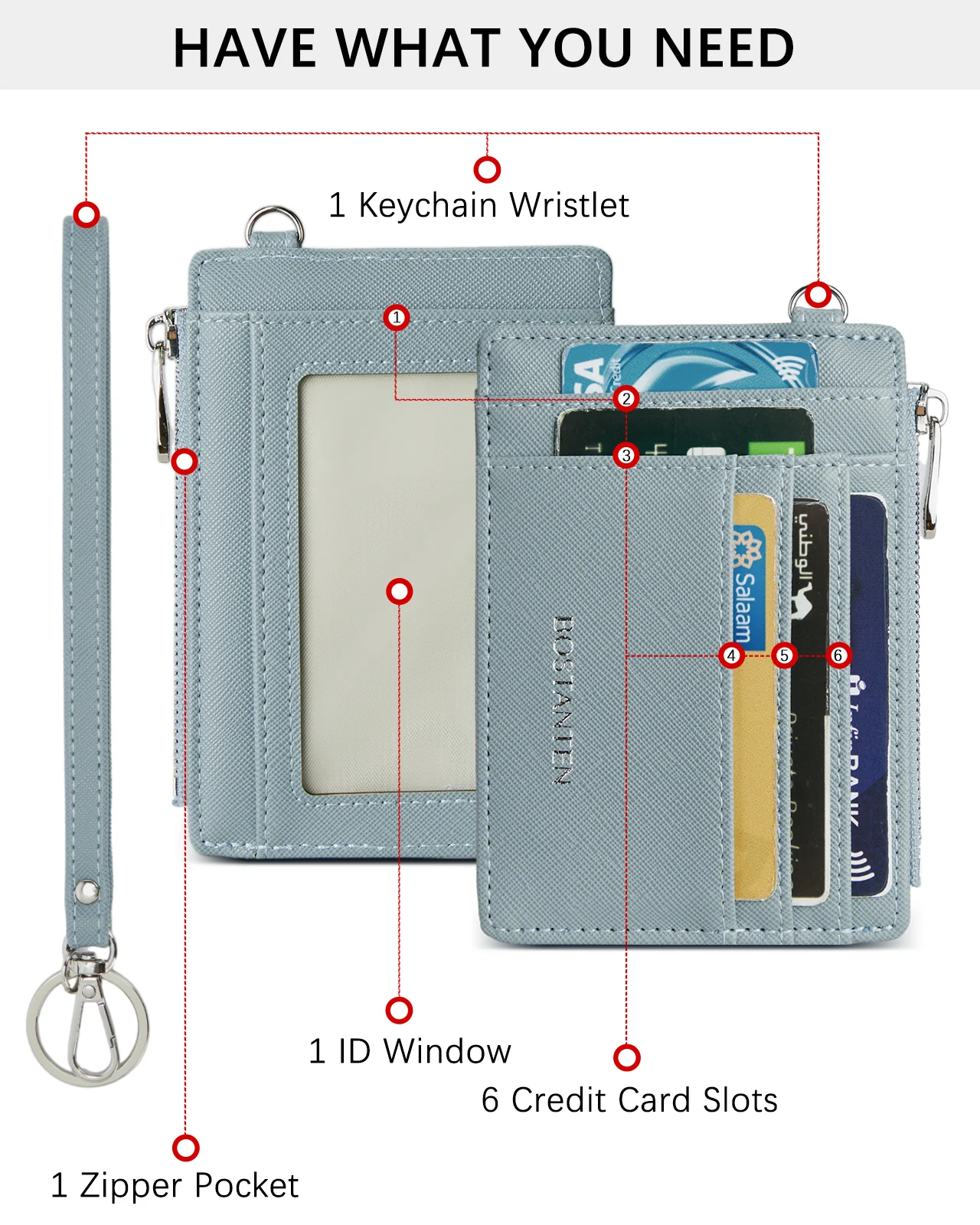 Lomy Slim Wristlet Keychain Wallet With Zipper Pocket - Image 27