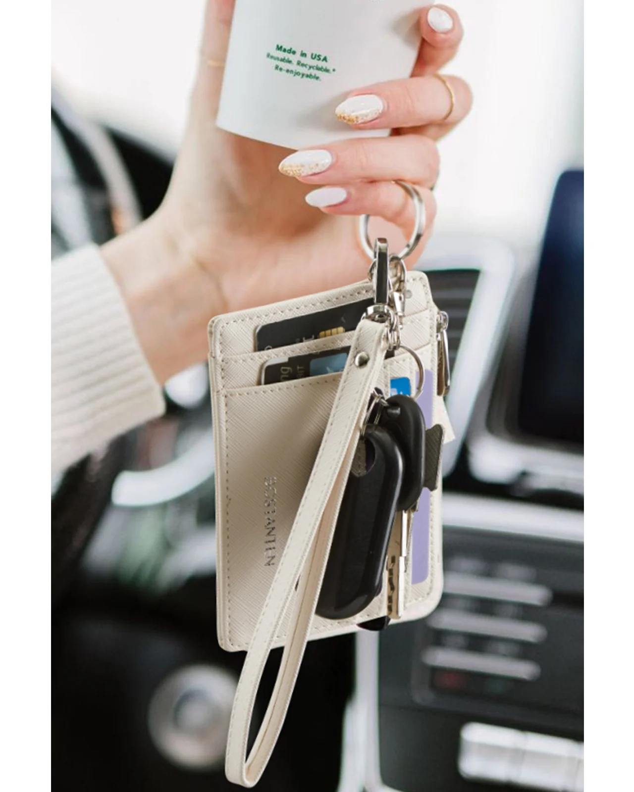 Lomy Slim Wristlet Keychain Wallet With Zipper Pocket - Image 3