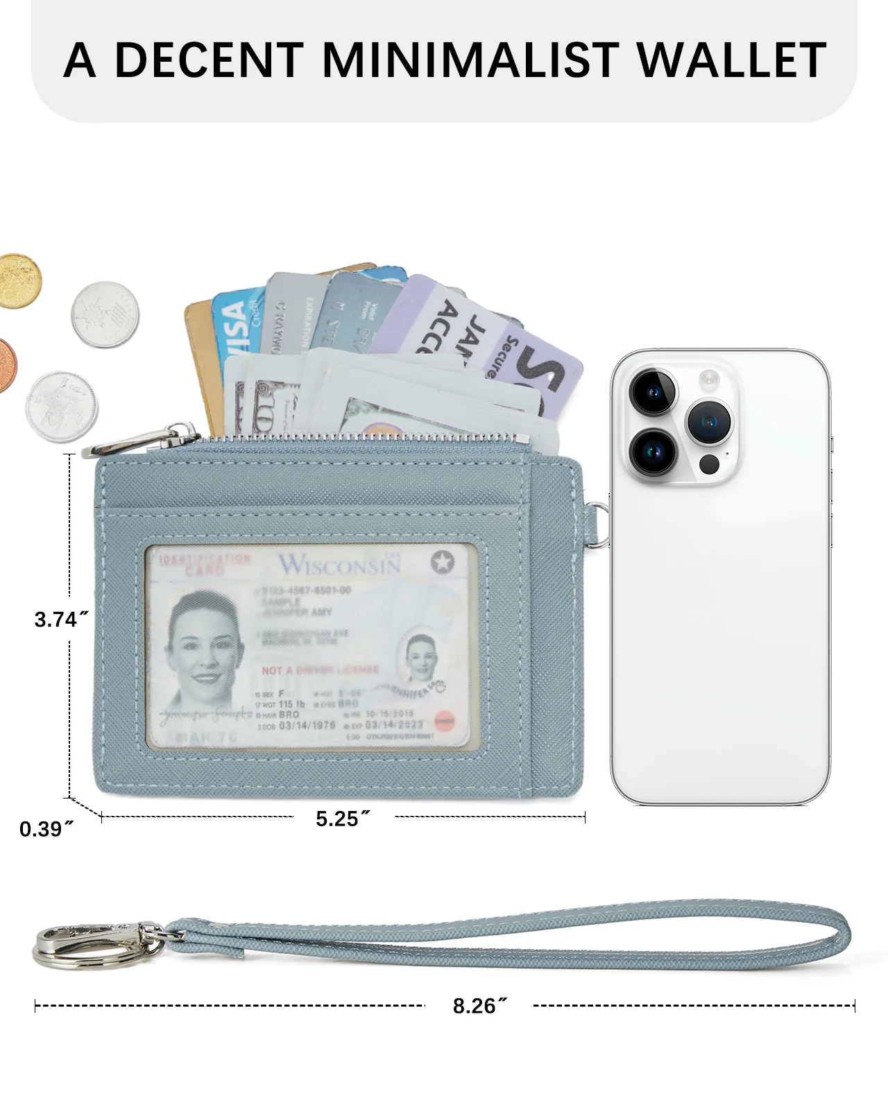 Lomy Slim Wristlet Keychain Wallet With Zipper Pocket - Image 30
