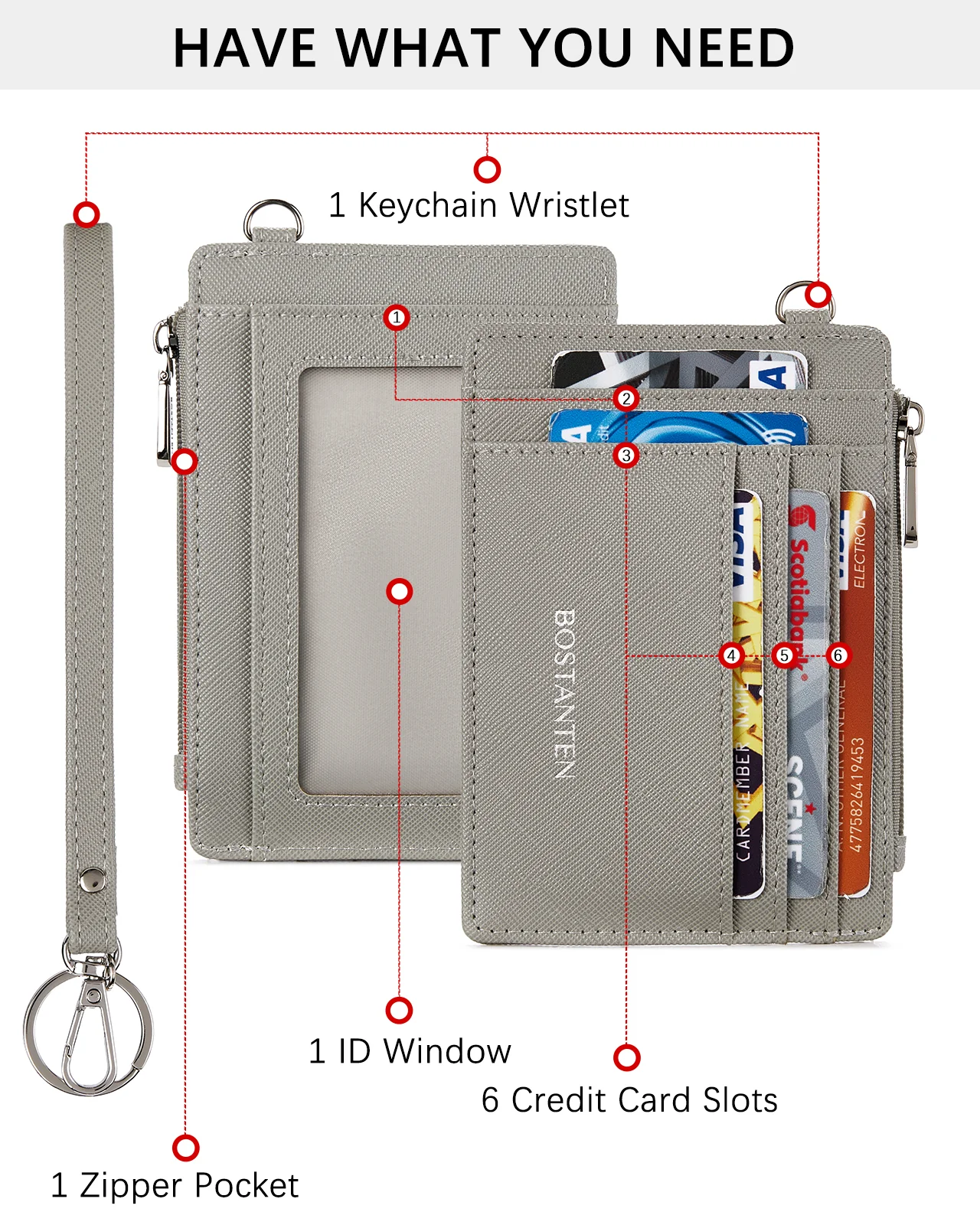 Lomy Slim Wristlet Keychain Wallet With Zipper Pocket - Image 40