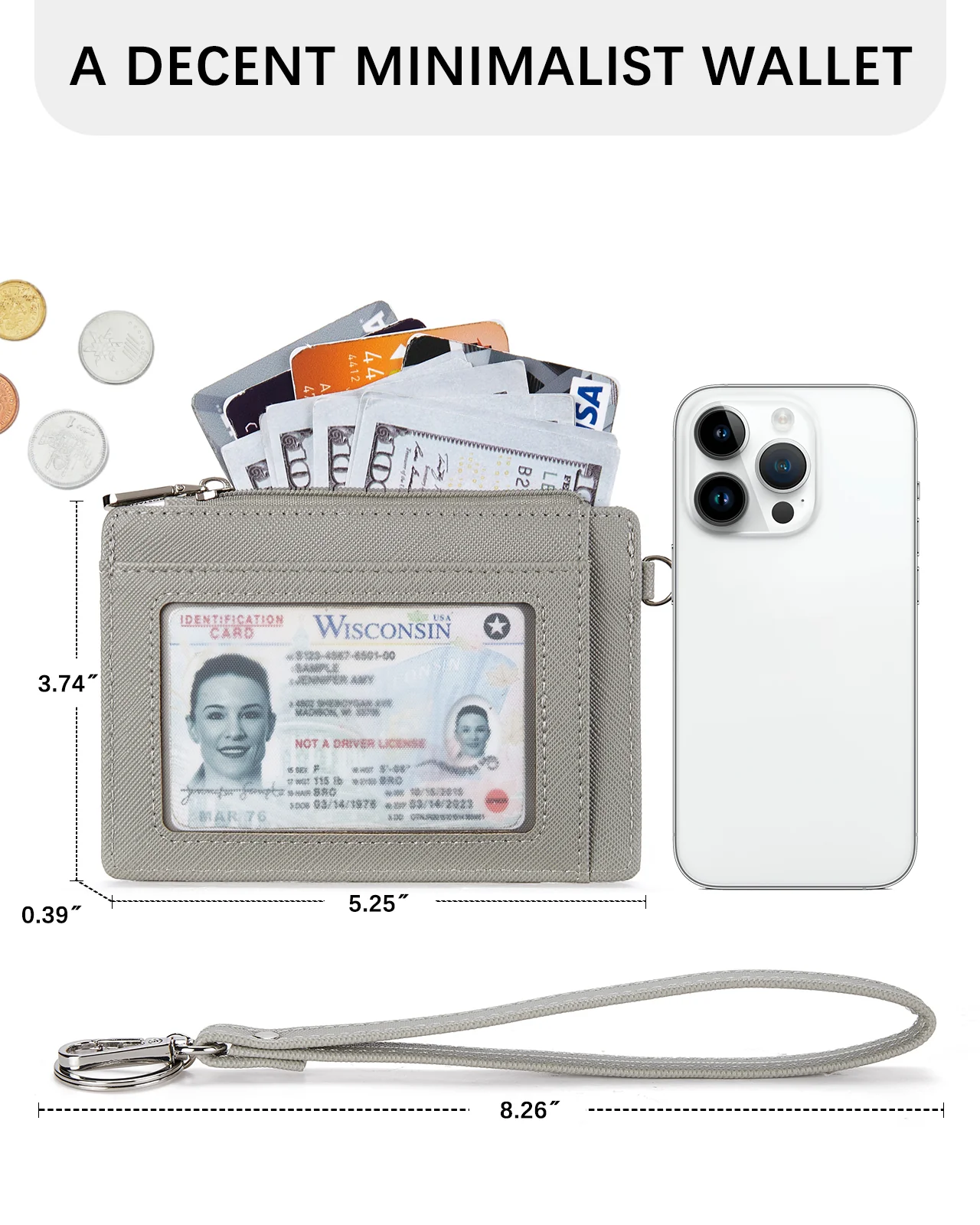 Lomy Slim Wristlet Keychain Wallet With Zipper Pocket - Image 43
