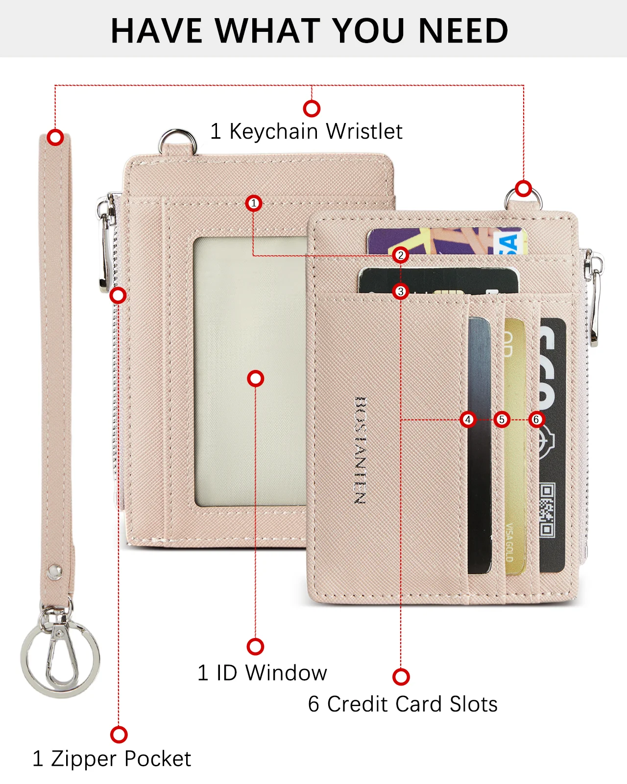 Lomy Slim Wristlet Keychain Wallet With Zipper Pocket - Image 47