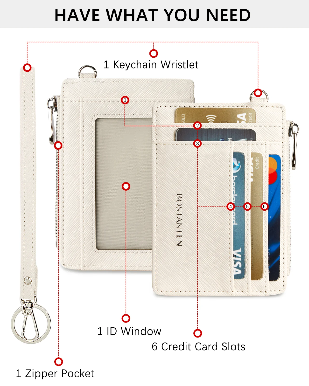 Lomy Slim Wristlet Keychain Wallet With Zipper Pocket - Image 5