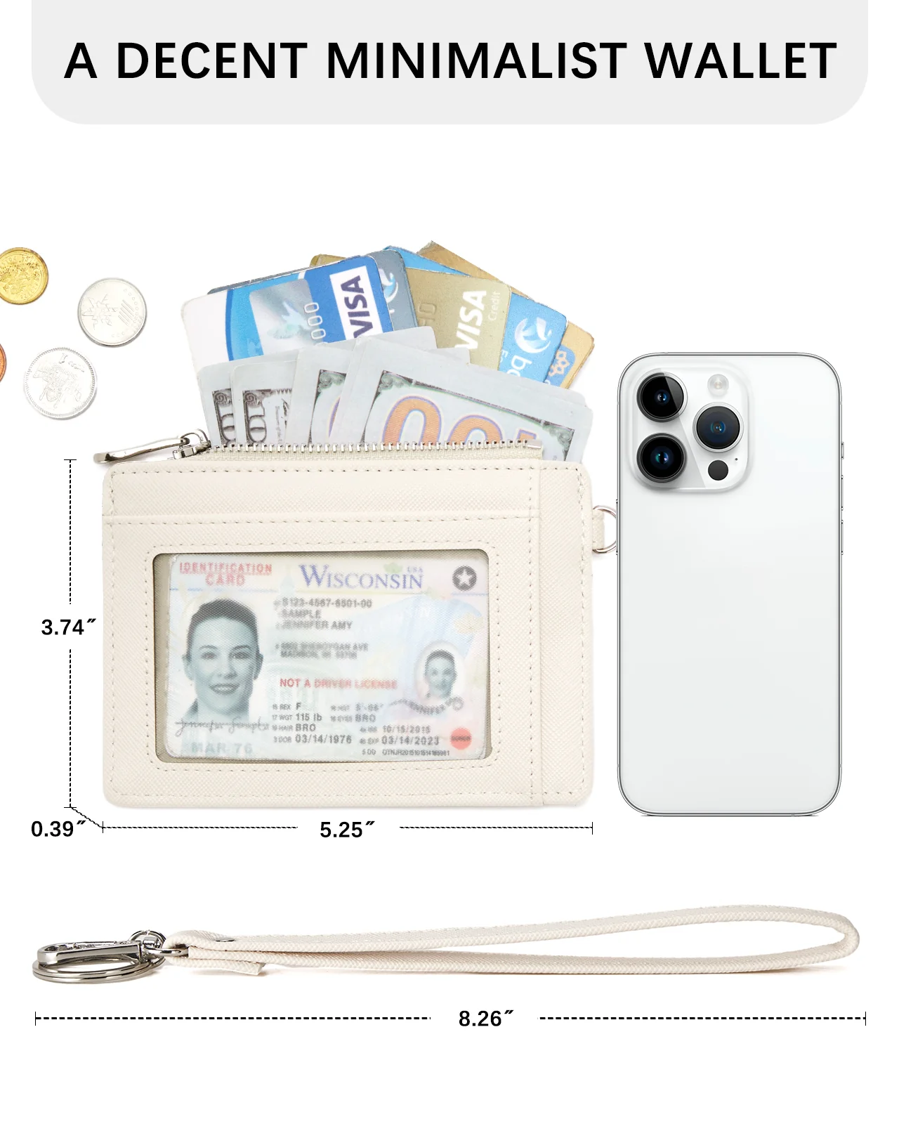 Lomy Slim Wristlet Keychain Wallet With Zipper Pocket - Image 8
