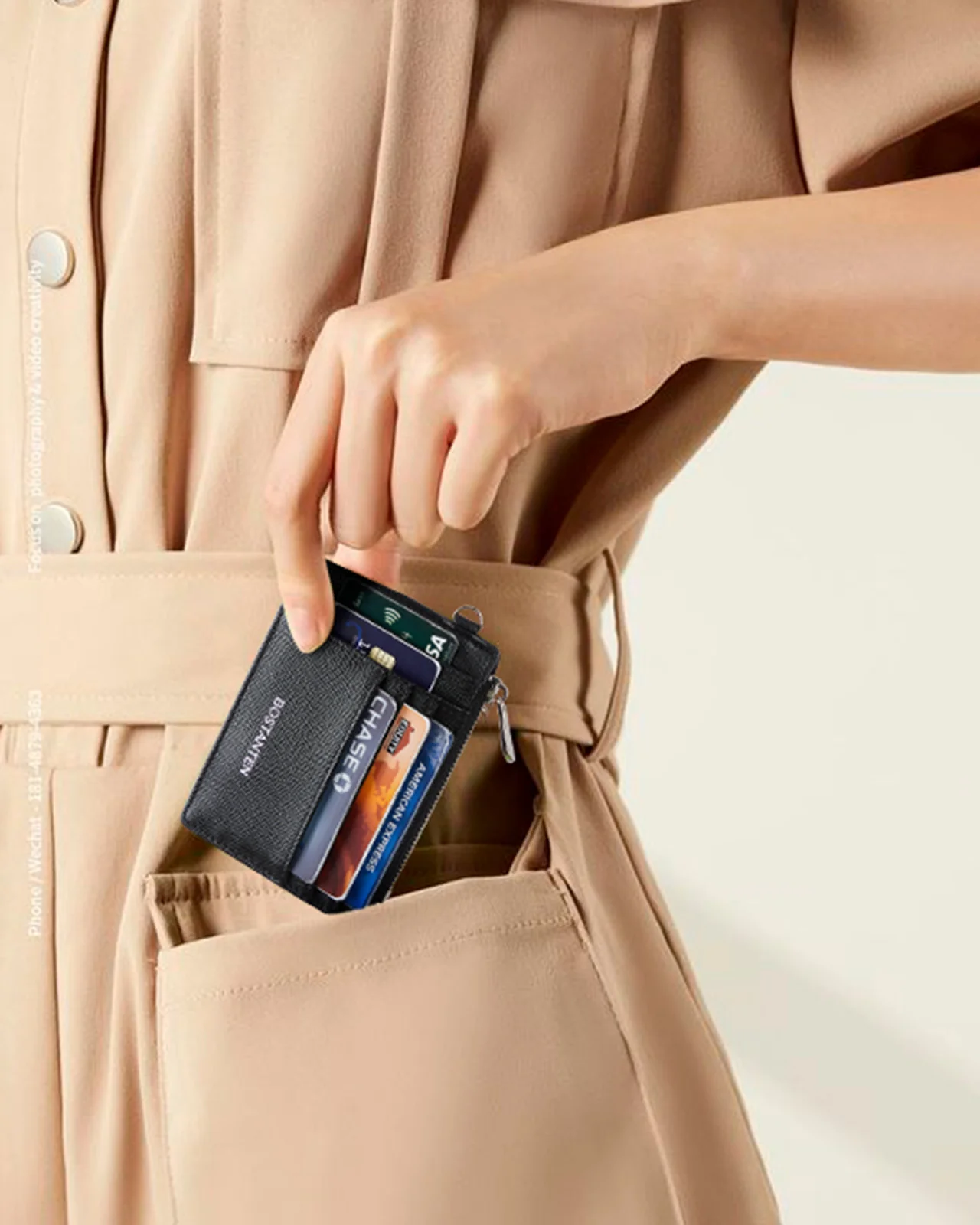 Lomy Slim Wristlet Keychain Wallet With Zipper Pocket - Image 9