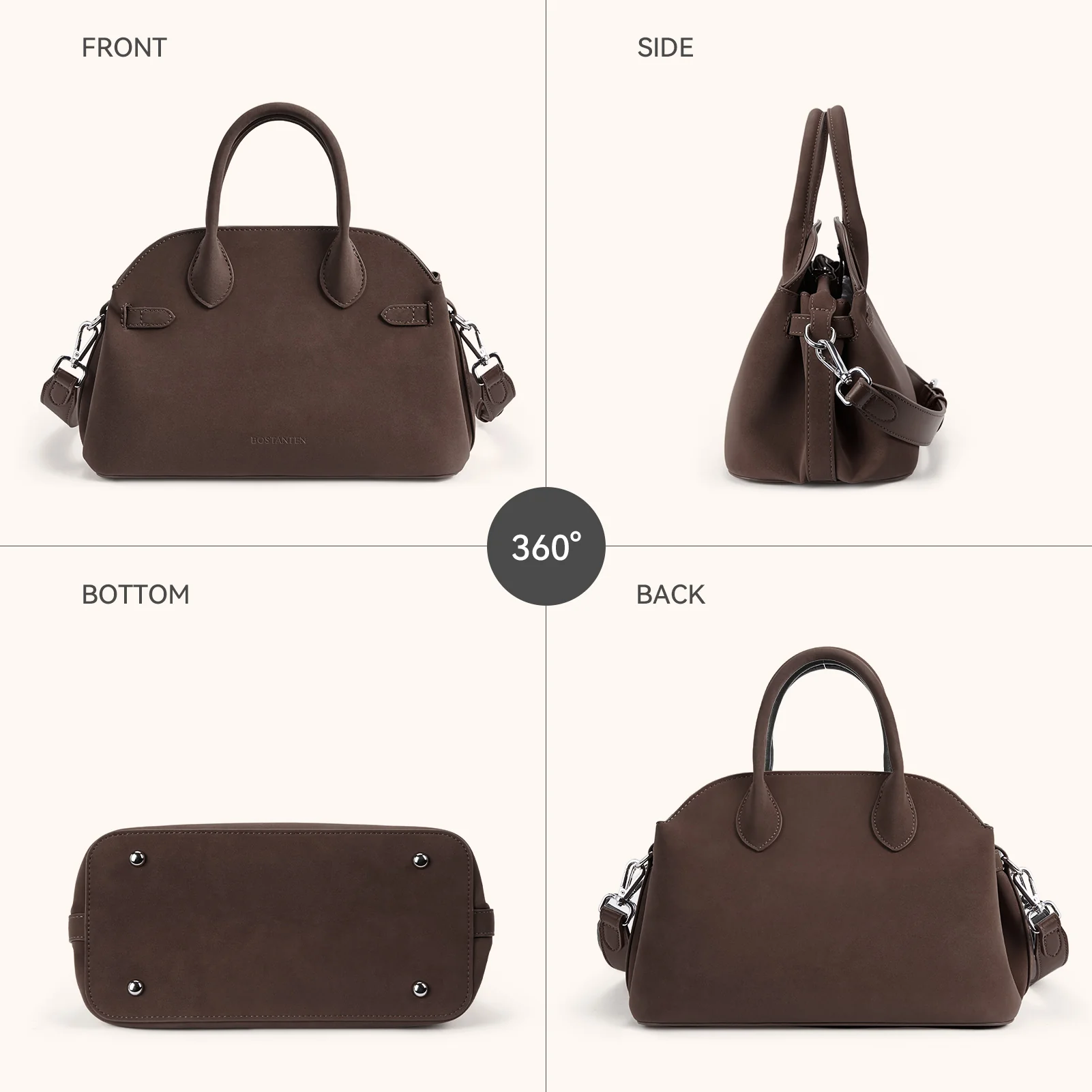 Claire Designer Suede Top Handle Satchel - Image 11