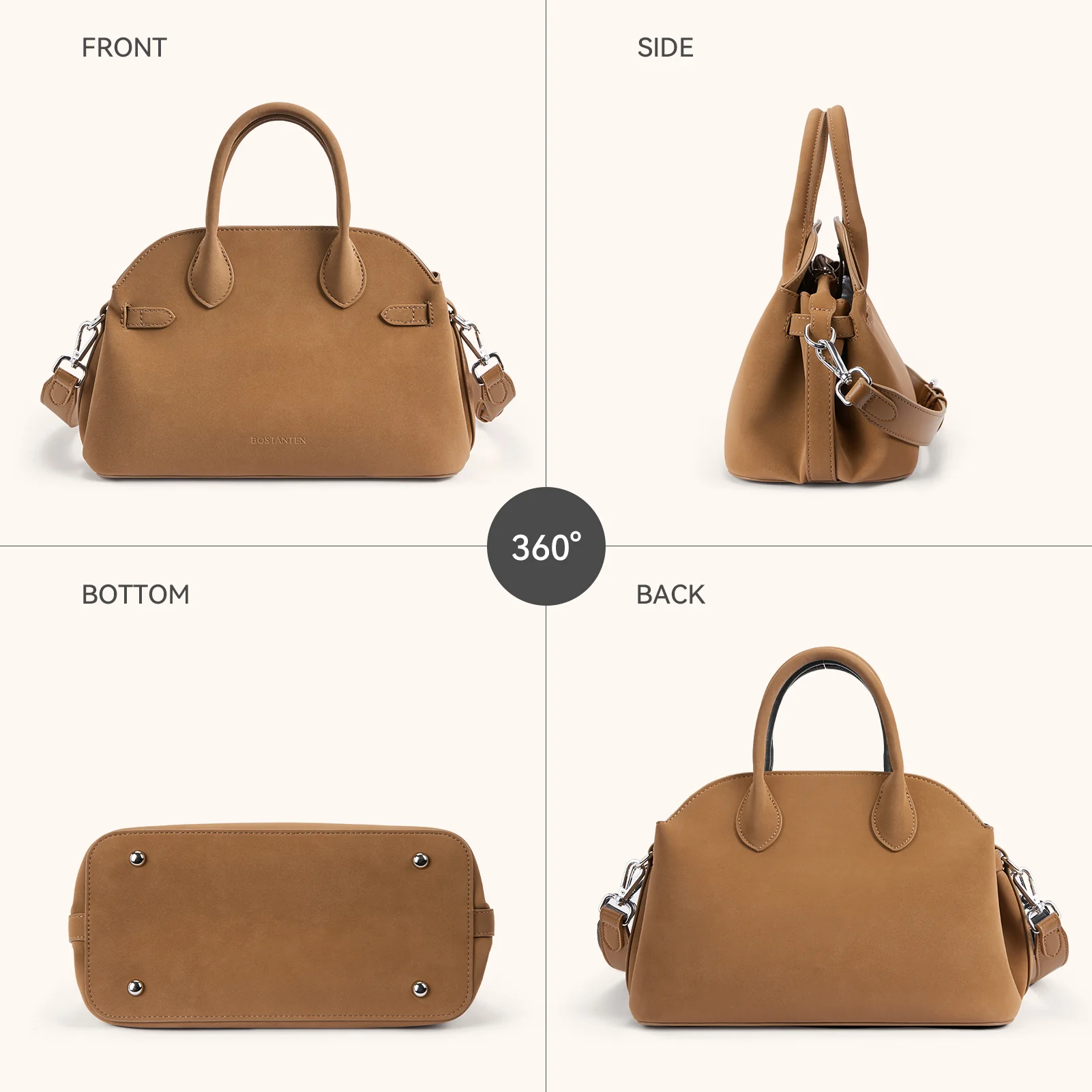 Claire Designer Suede Top Handle Satchel - Image 4