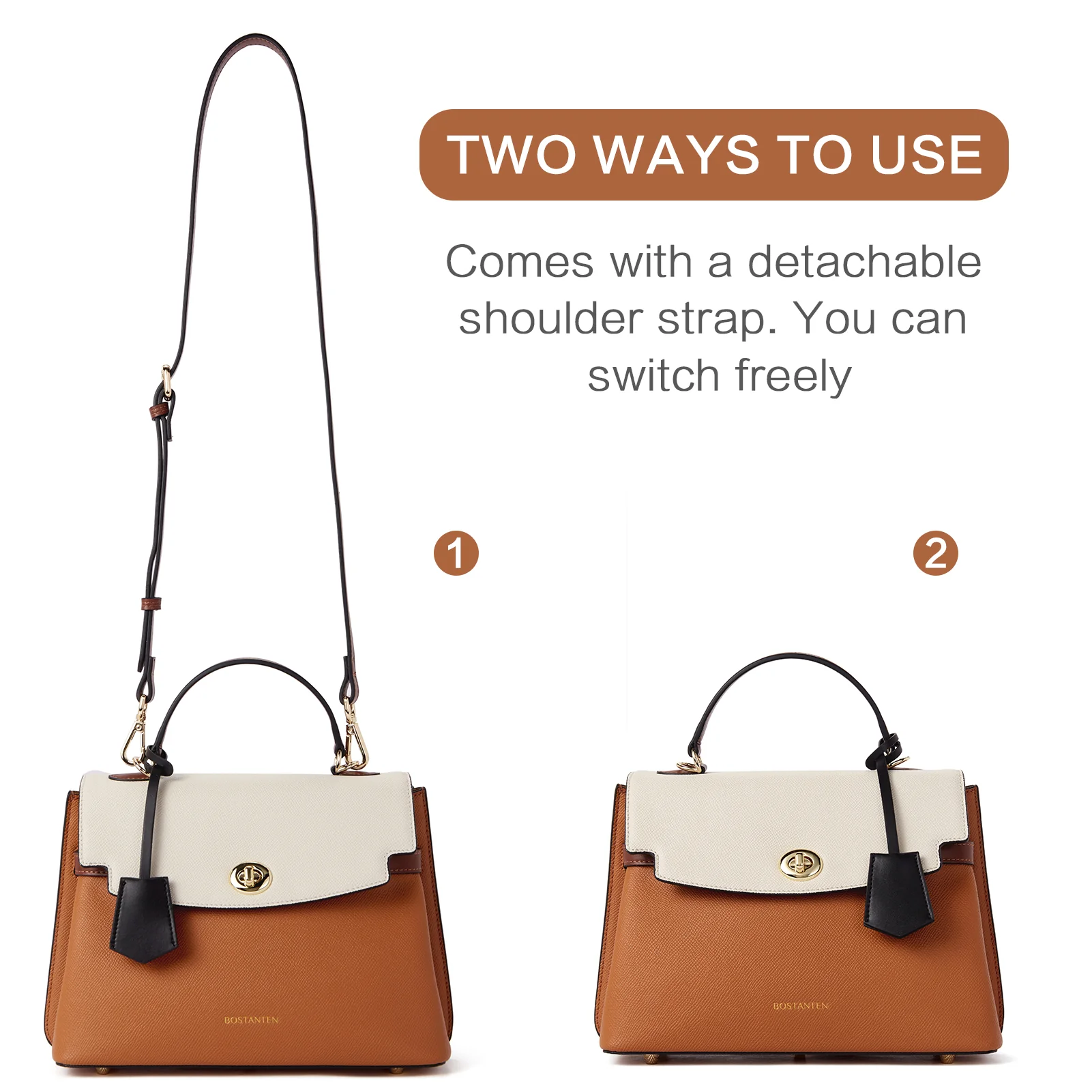 BOSTANTEN Top-handle Handbags for Women Designer Leather Crossbody Satchel Bags Shoulder Tote Purse - Image 10