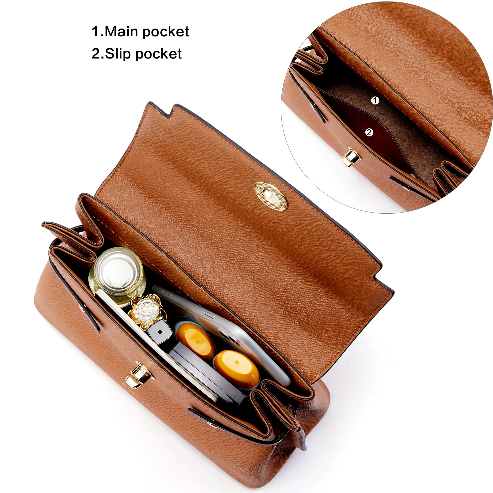 BOSTANTEN Top-handle Handbags for Women Designer Leather Crossbody Satchel Bags Shoulder Tote Purse - Image 2