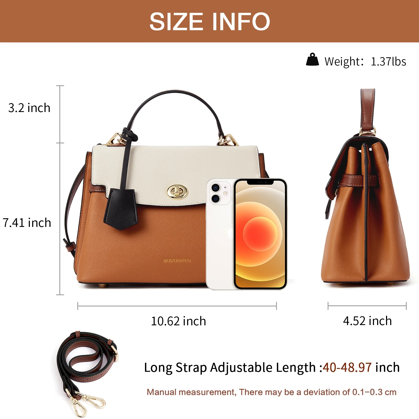 BOSTANTEN Top-handle Handbags for Women Designer Leather Crossbody Satchel Bags Shoulder Tote Purse - Image 8