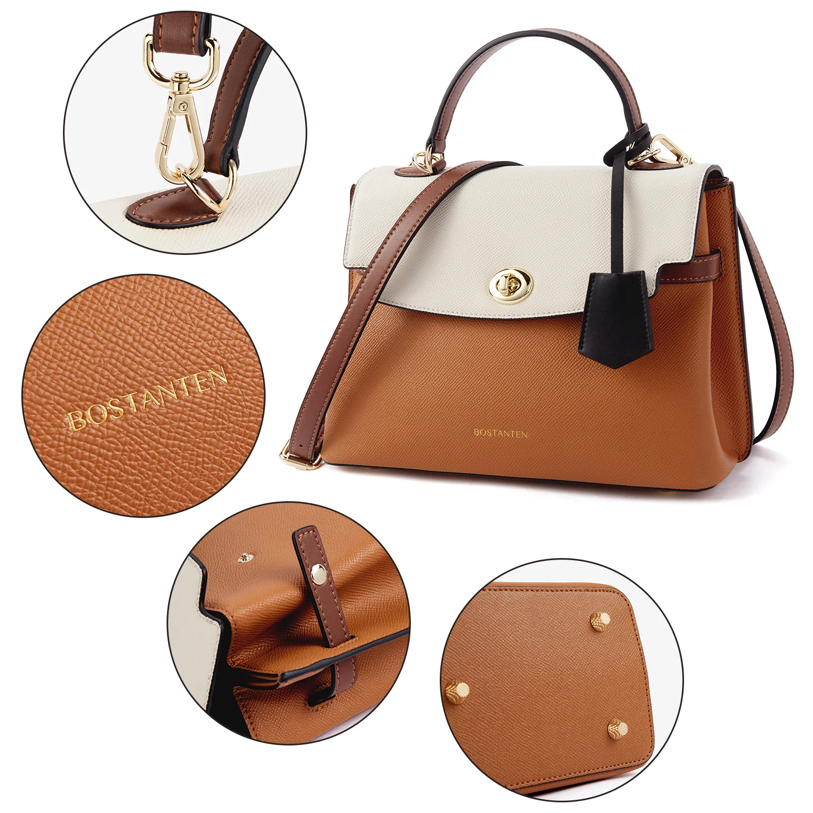 BOSTANTEN Top-handle Handbags for Women Designer Leather Crossbody Satchel Bags Shoulder Tote Purse - Image 9