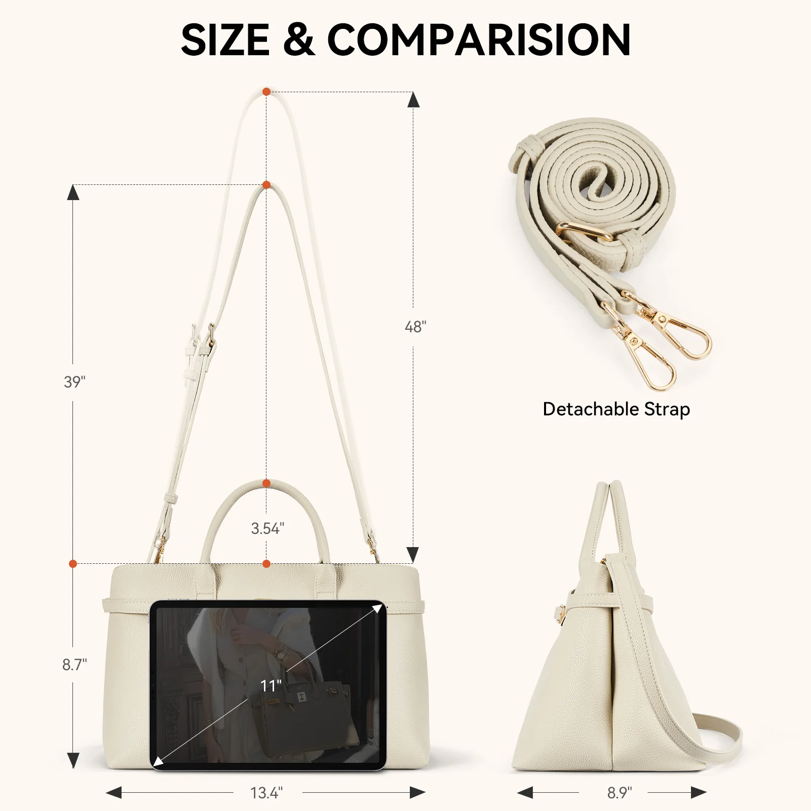 Claire Elegant Suede Top Handle Tote Handbag — DIY-able Outer Belt - Image 11