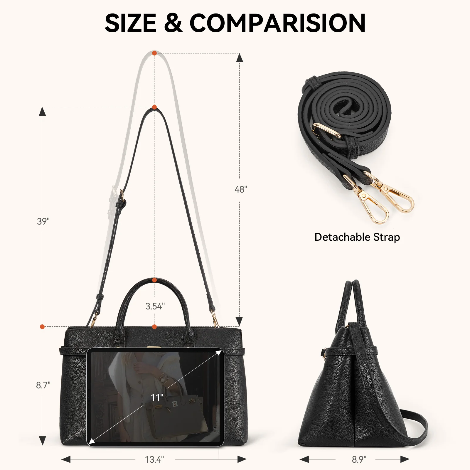Claire Elegant Suede Top Handle Tote Handbag — DIY-able Outer Belt - Image 18