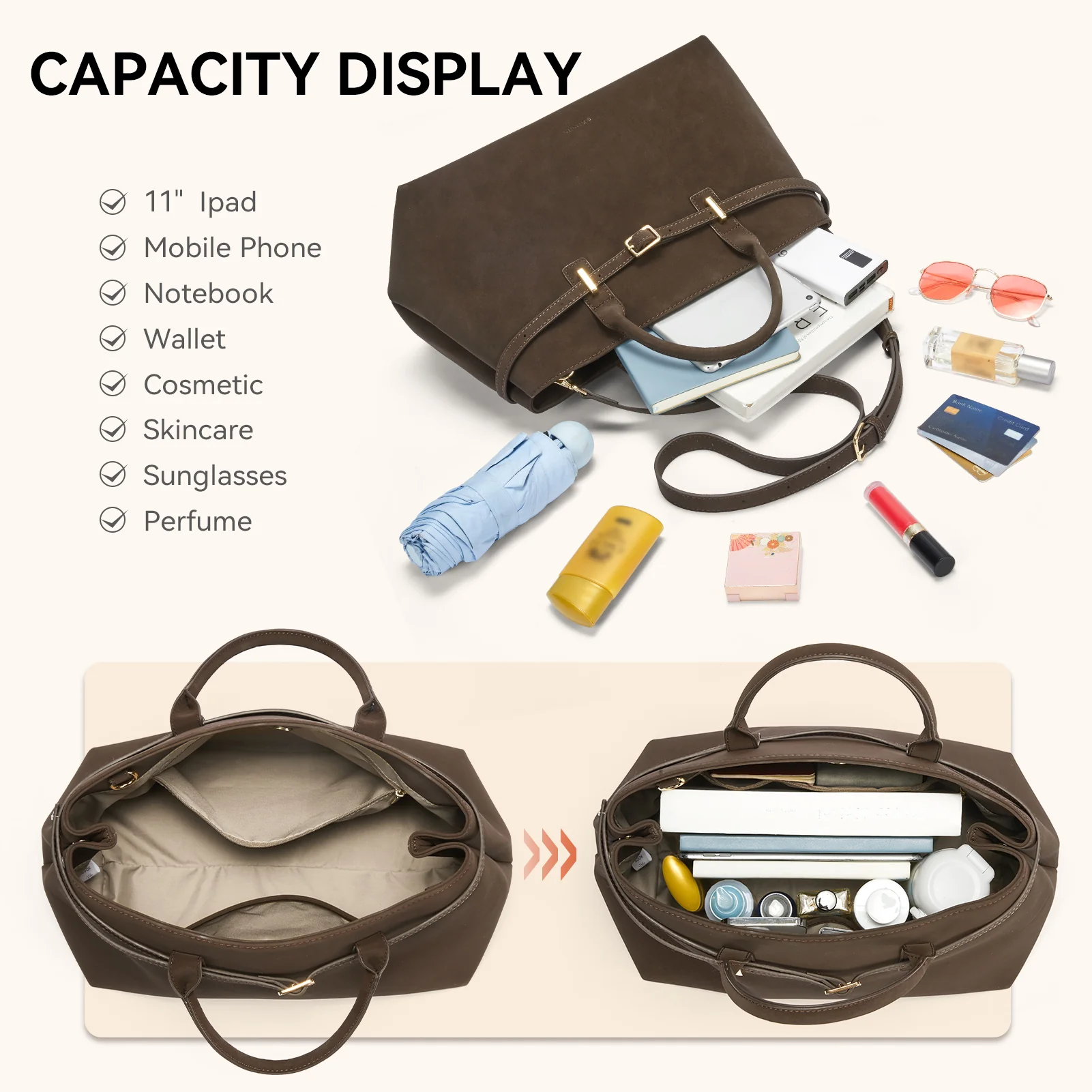 Claire Elegant Suede Top Handle Tote Handbag — DIY-able Outer Belt - Image 6