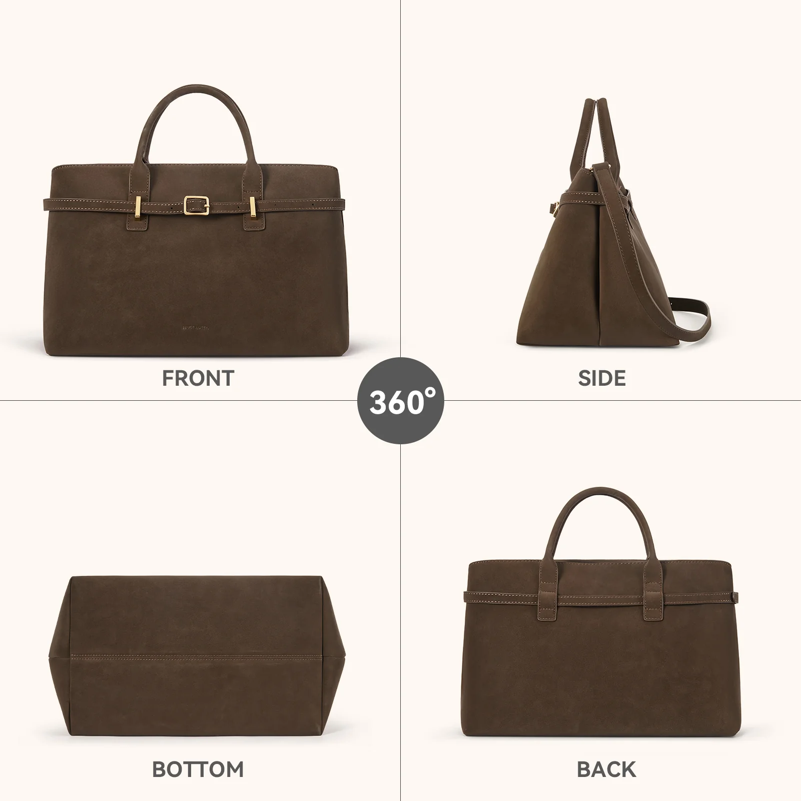 Claire Elegant Suede Top Handle Tote Handbag — DIY-able Outer Belt - Image 7