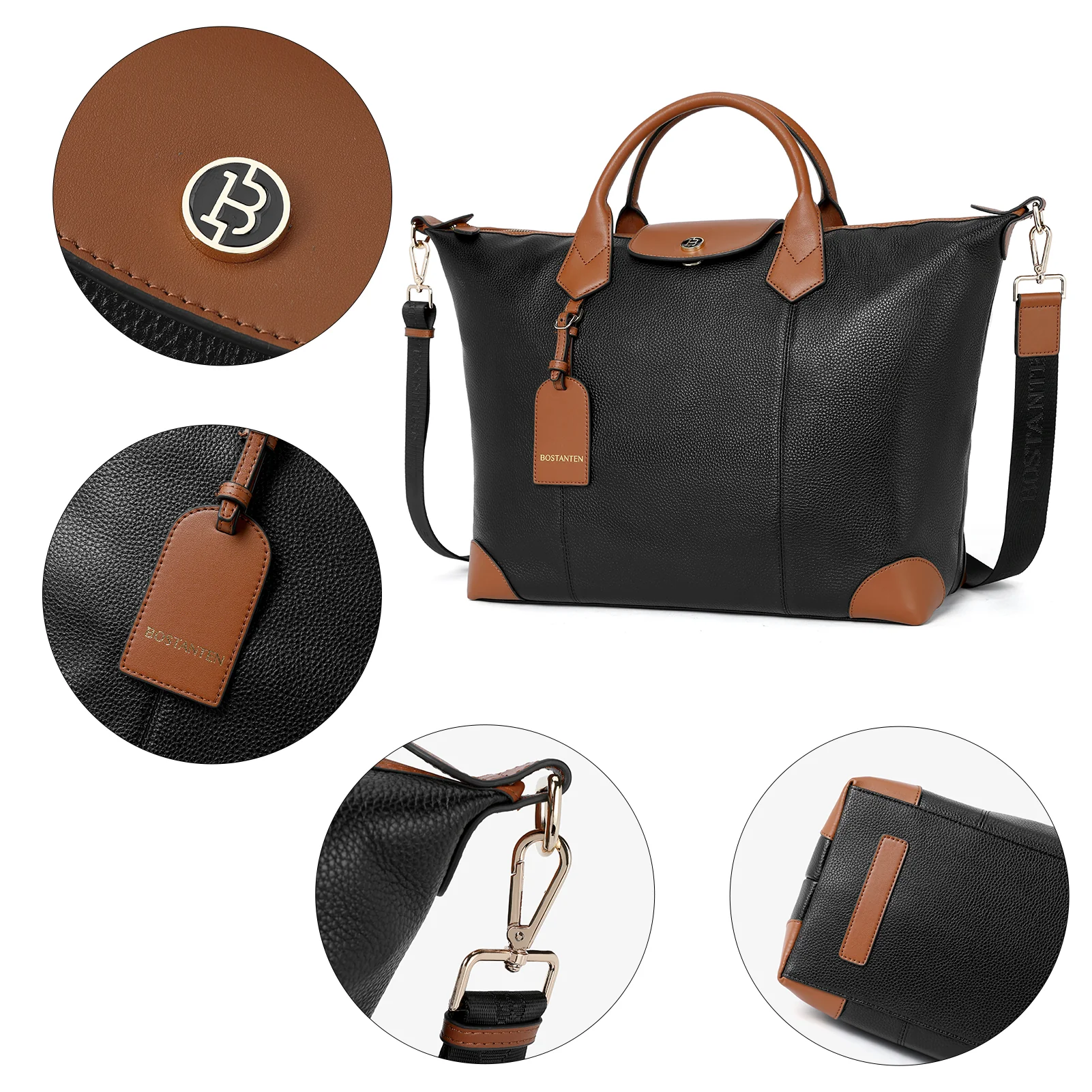 BOSTANTEN Travel Bag for Women Leather Duffle Bag Gym Sports Luggage - Image 10