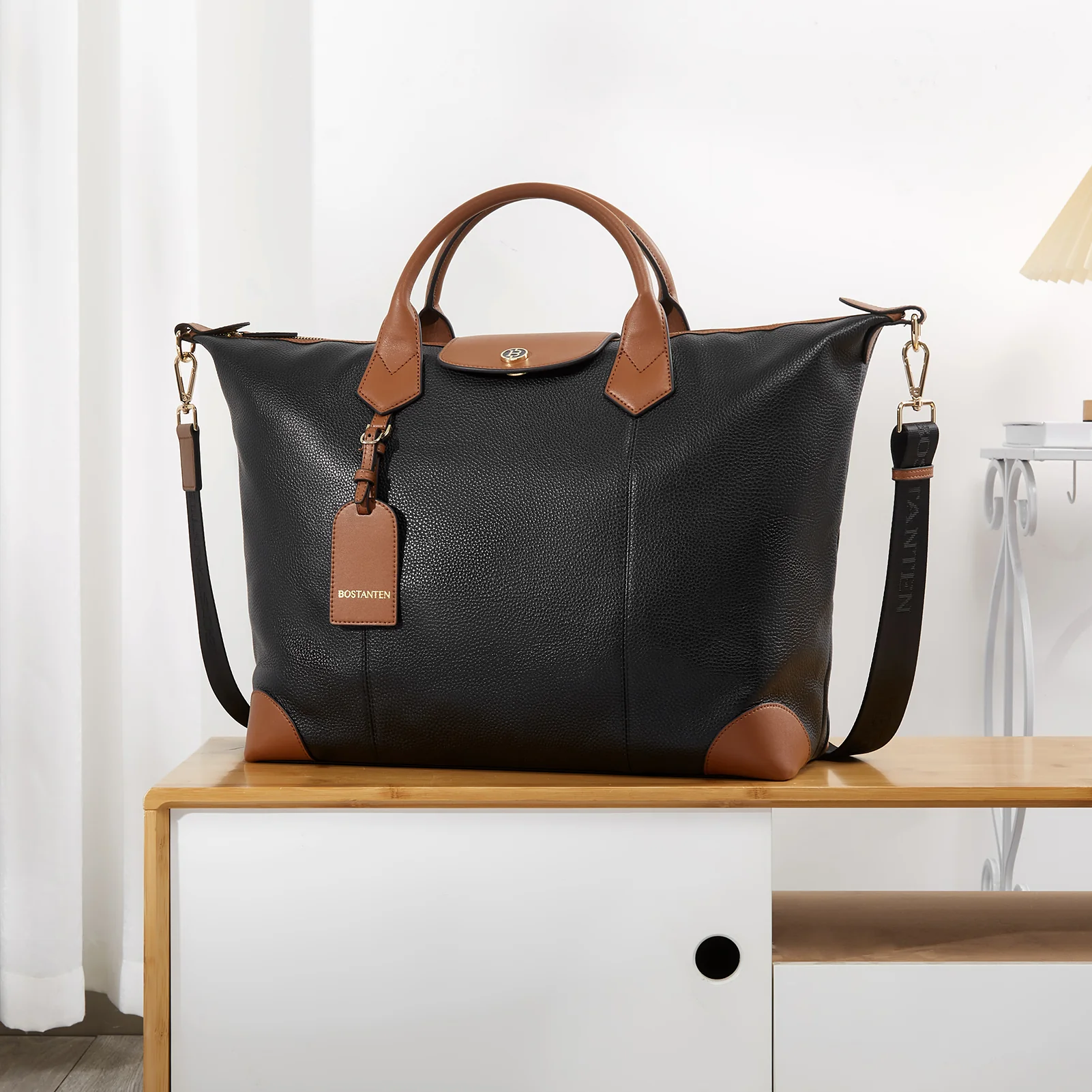 BOSTANTEN Travel Bag for Women Leather Duffle Bag Gym Sports Luggage - Image 5