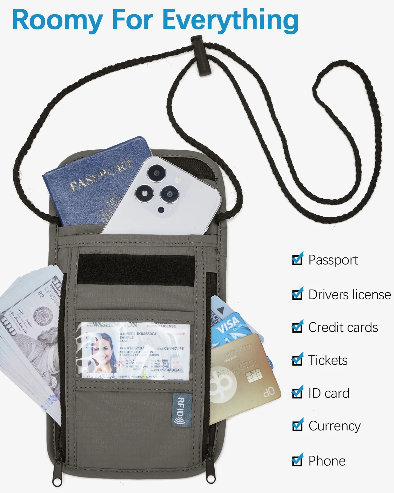 Nola Travel Wallet With RFID Passport Holder - Image 12