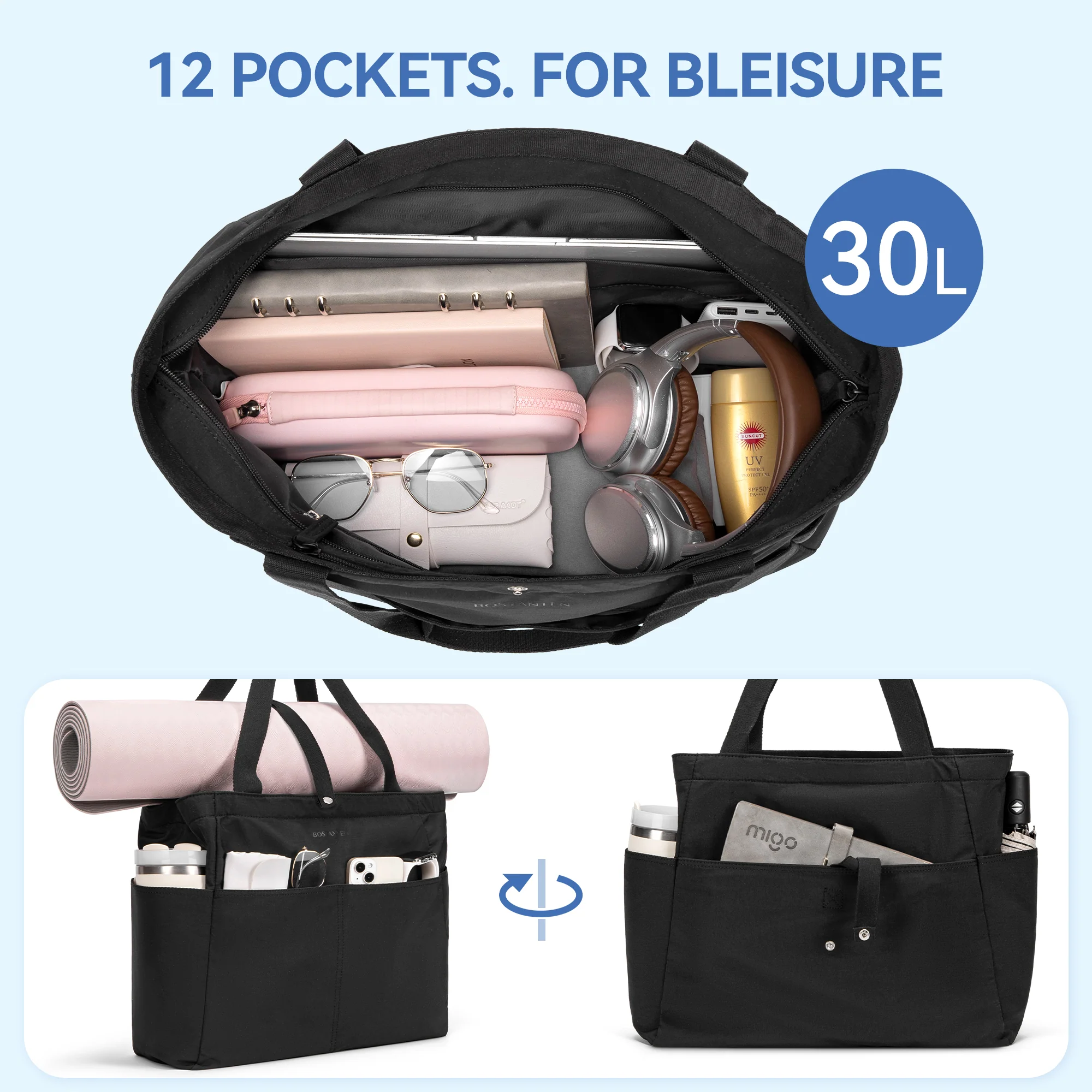 Ava Barrett 30L Travel Tote - Foldable Waterproof - Image 10