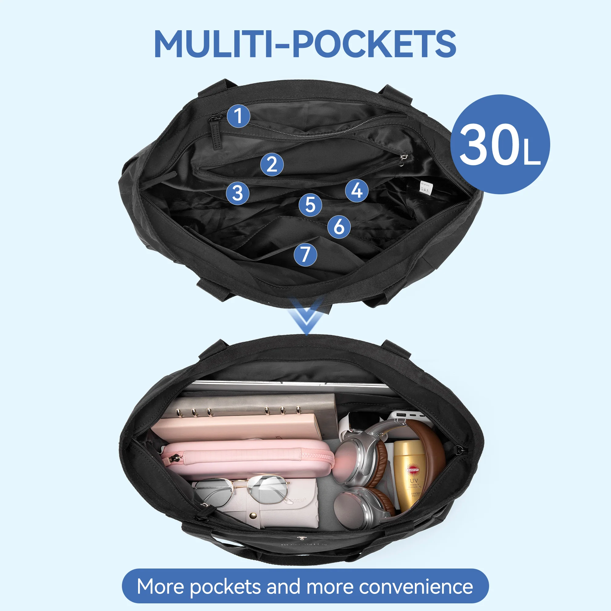 Ava Barrett 30L Travel Tote - Foldable Waterproof - Image 11