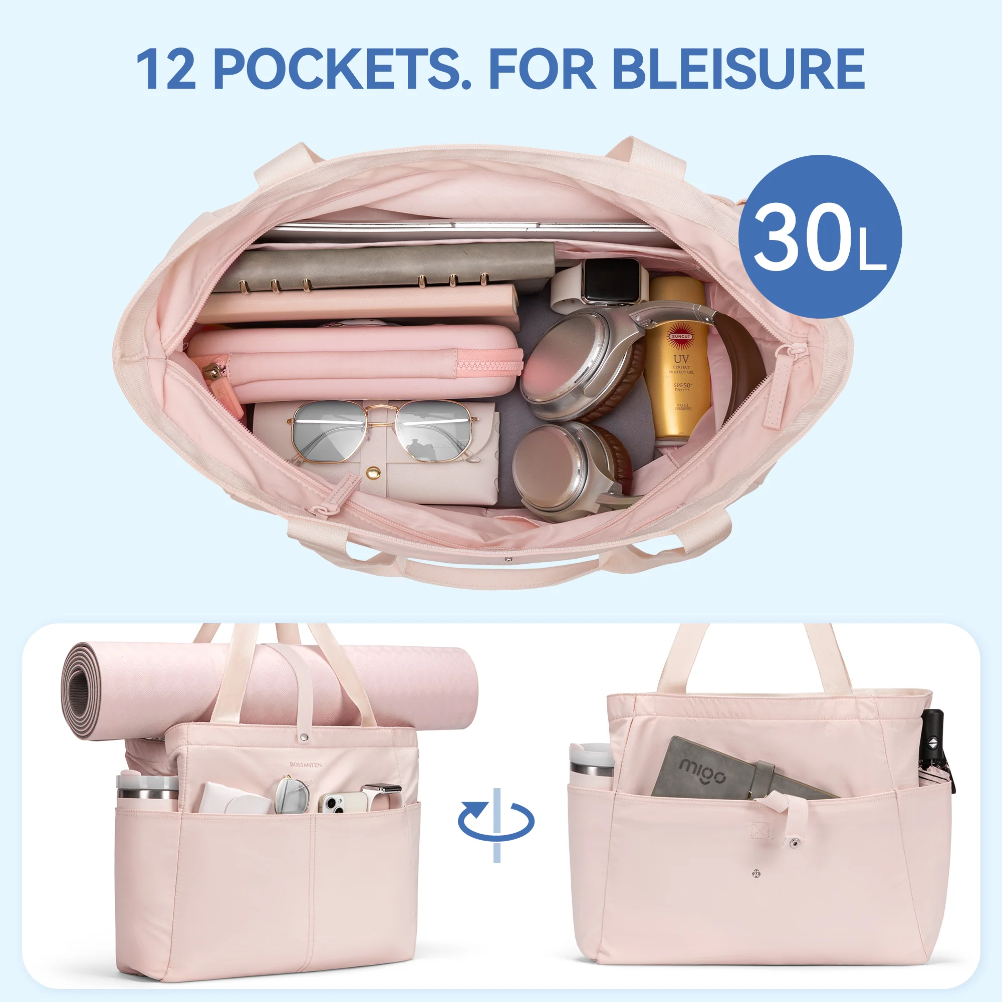 Ava Barrett 30L Travel Tote - Foldable Waterproof - Image 19