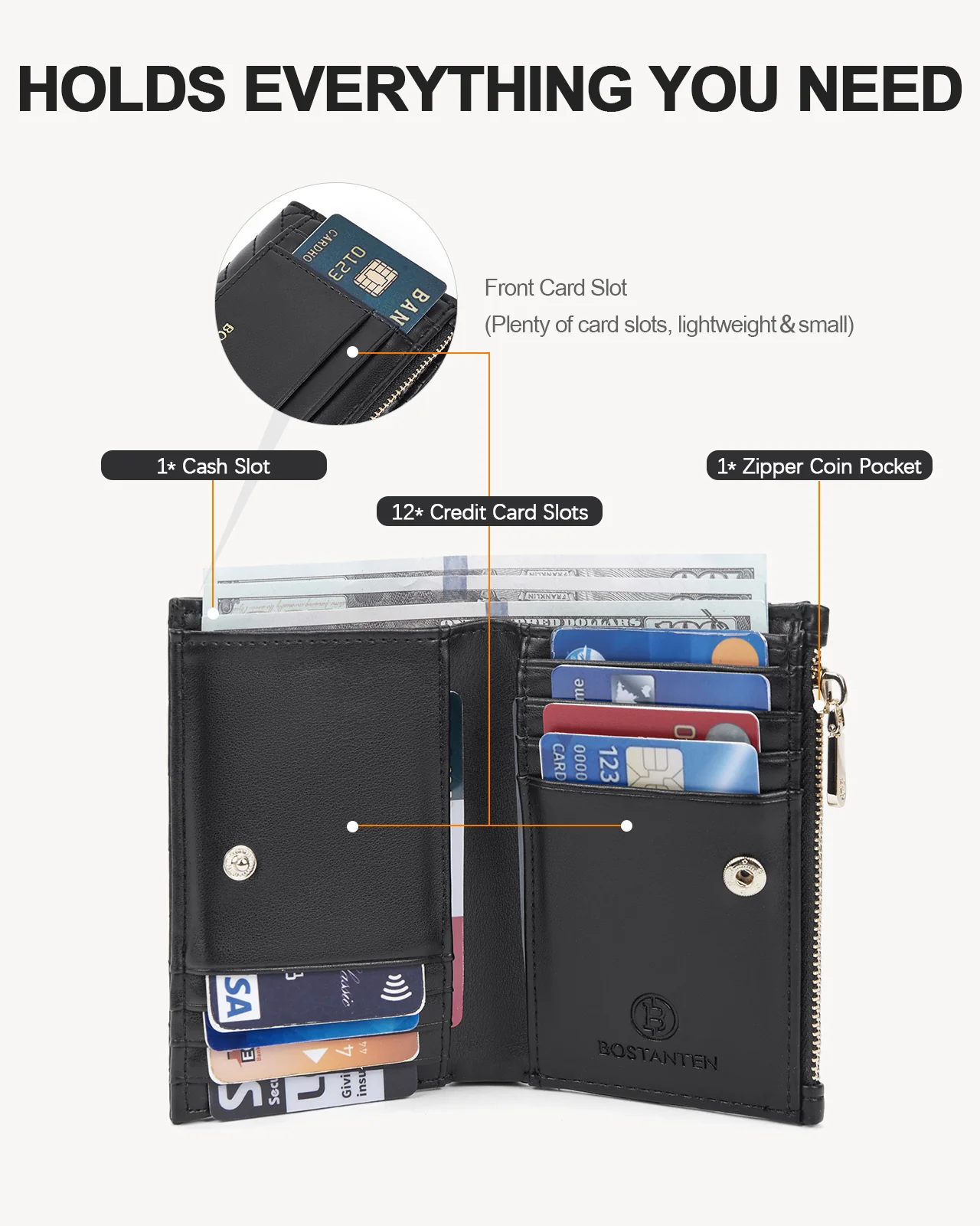 Sweezy Small Leather Slim Bifold Wallet - Image 14