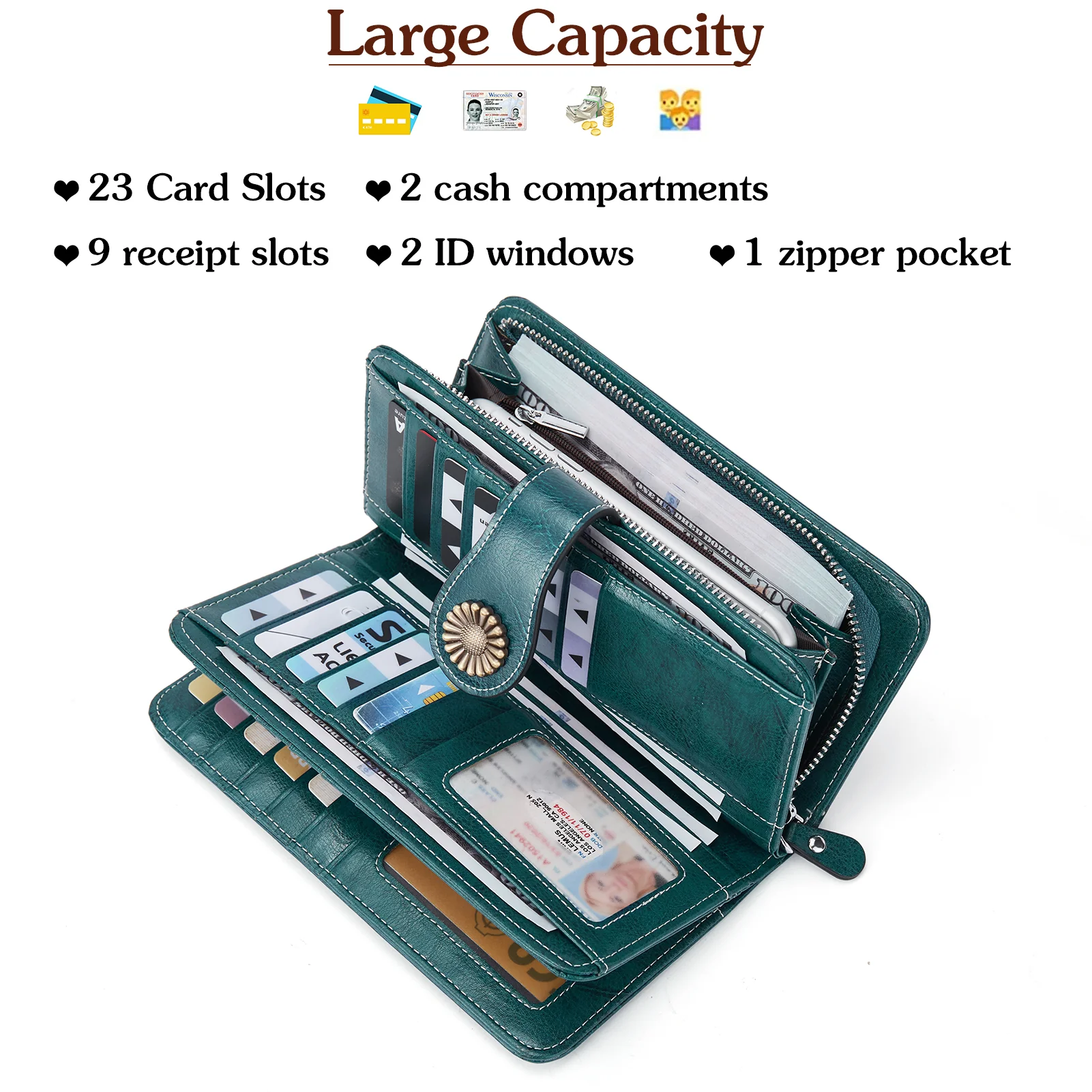 Lomy Big Wallet For Women With Wristlet —  Large Capacity - Image 28