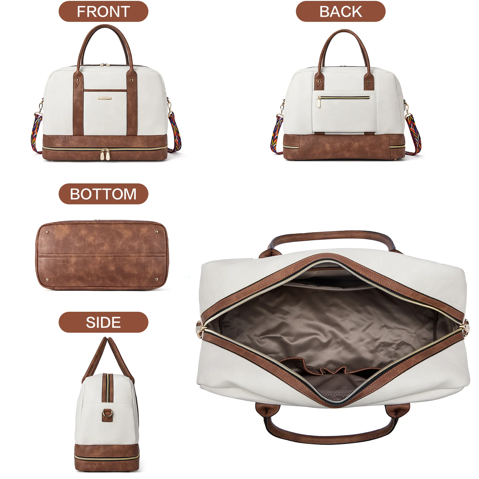 Zenobe Chic and Practical: Women's Leather Travel Duffle Bag for Every Trip - Image 5