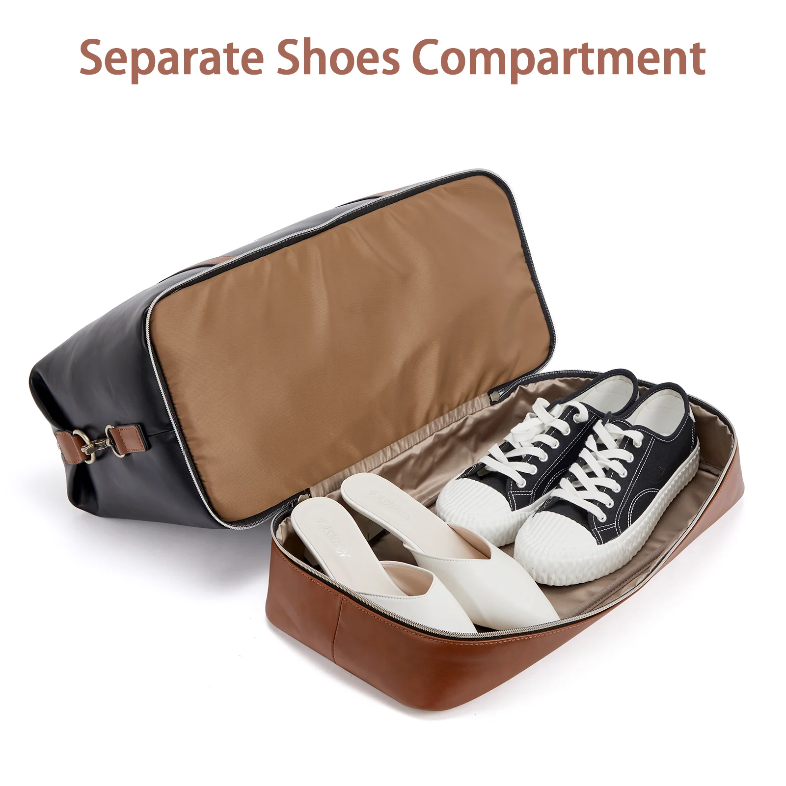 Judea Leather Travel Duffle Bag with Multiple Compartments - Image 12