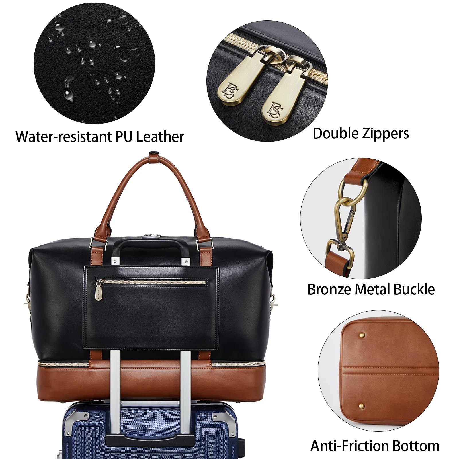 Judea Leather Travel Duffle Bag with Multiple Compartments - Image 13