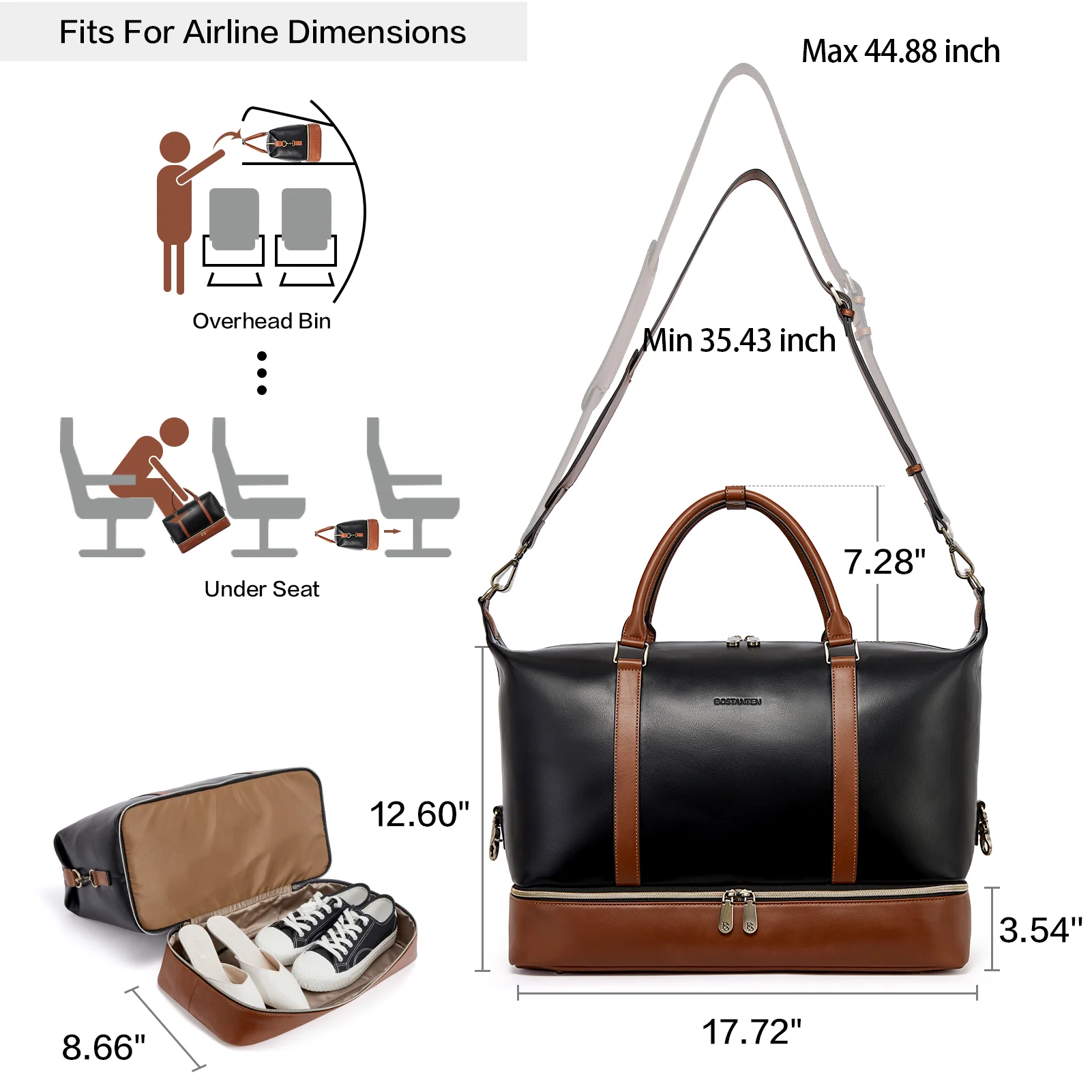Judea Leather Travel Duffle Bag with Multiple Compartments - Image 14