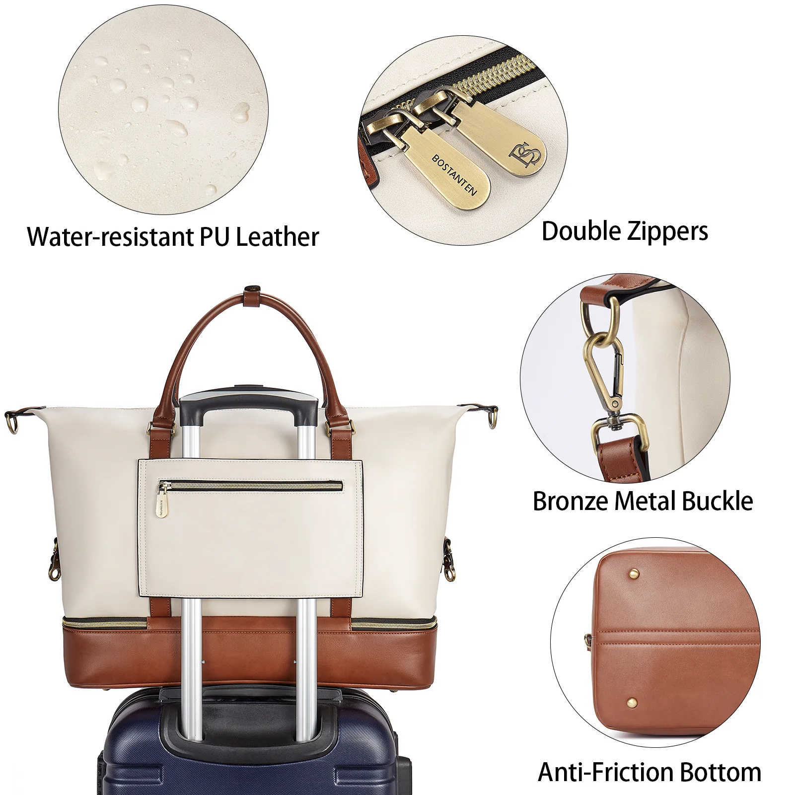 Judea Leather Travel Duffle Bag with Multiple Compartments - Image 5