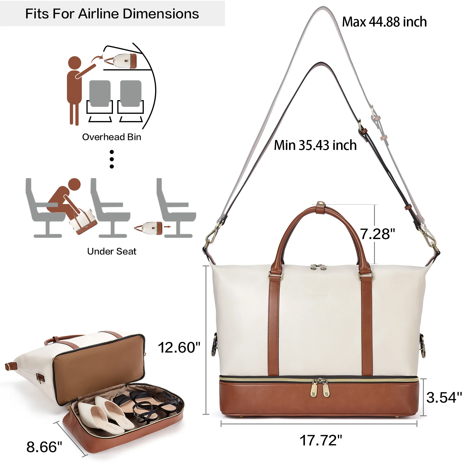 Judea Leather Travel Duffle Bag with Multiple Compartments - Image 6